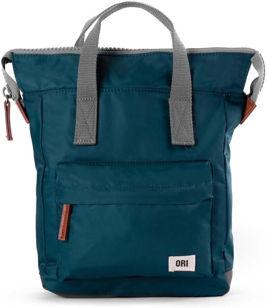 Medium Tote Bag Backpack – Nylon Tote Backpack for Women & Men with Wide Mouth, Chunky Zippers, Multiple Pockets, Adjustable Straps – The Bantry, Teal Backpack, 15.75x 11.81x 4.72