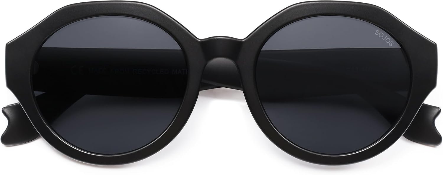 SOJOS Ocean Collection Round Polarized Sunglasses INDIAN OCEAN | Fishing net build, UV400 lenses, lightweight eco-conscious design