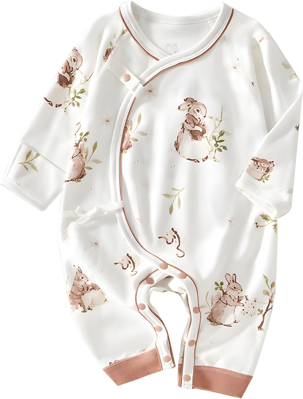 Organic Cotton 0-6M Unisex Newborn Baby Sleepers Pajamas | Ultra Soft, Gender Neutral, Double-Layer Belly Cover, Breathable, Footless, No Shrinking Fading or Pilling Wash After Wash