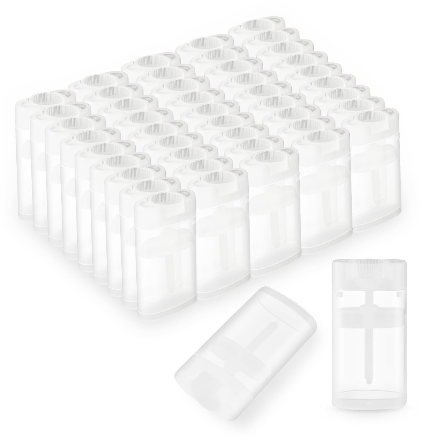 50 Pack 0.5 oz/15ml Clear Deodorant Container,Empty Oval Twist-Up Plastic Tubes Portable Containers for Chapstick,Large Lip Balm,Lotion Bar Sticks,Perfume Solid Lotion,Sunscreen-Pocket Deodarant Tube