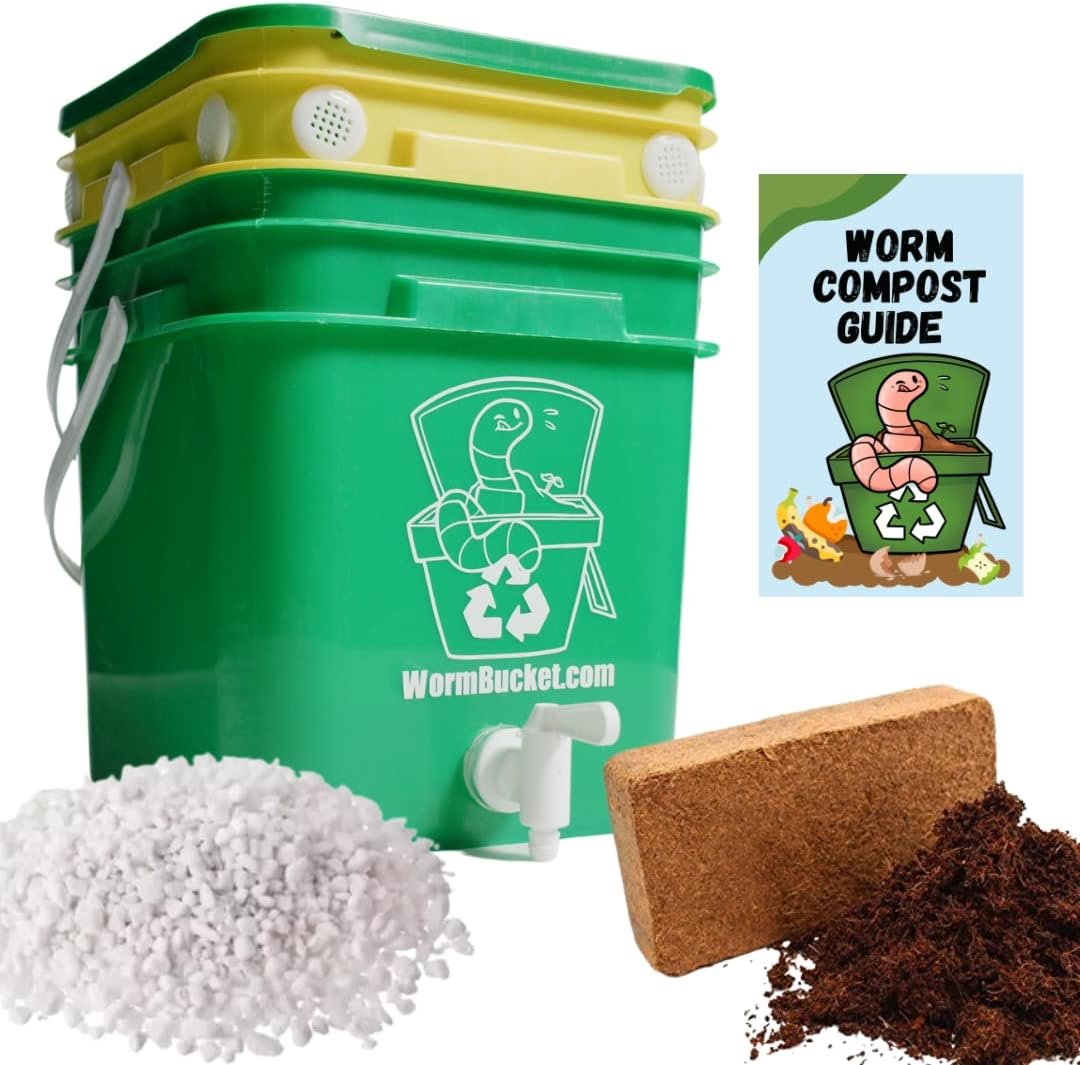 Worm Bucket Indoor Composting Starter Kit – Small 10Q Worm Farm for Classrooms, Homeschool, and Apartments – Educational Soil Project – Make Organic Worm Castings & Worm Tea