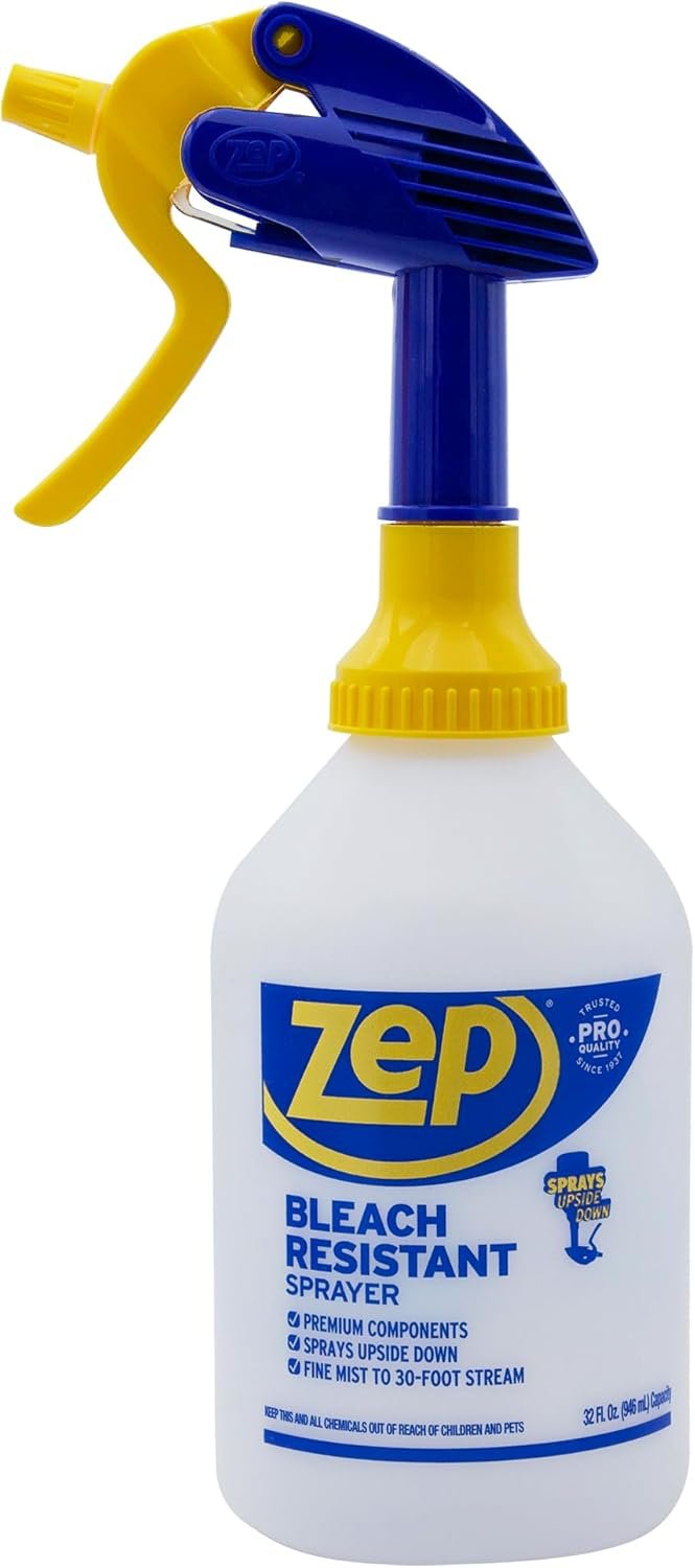 Zep New Bleach Resistant Professional Sprayer 2.0 Bottle 32 Ounces – 30 Foot Spray, Adjustable Nozzle