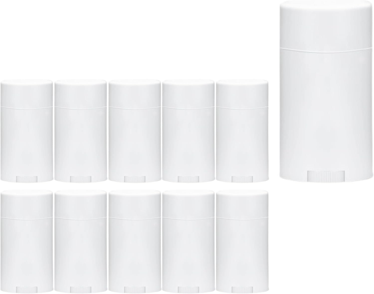 2oz White Deodorant Containers with Lids, 10 Pack | Empty Refillable Twist-Up Tubes for DIY Deodorant, Balm & Skincare, BPA-Free Plastic
