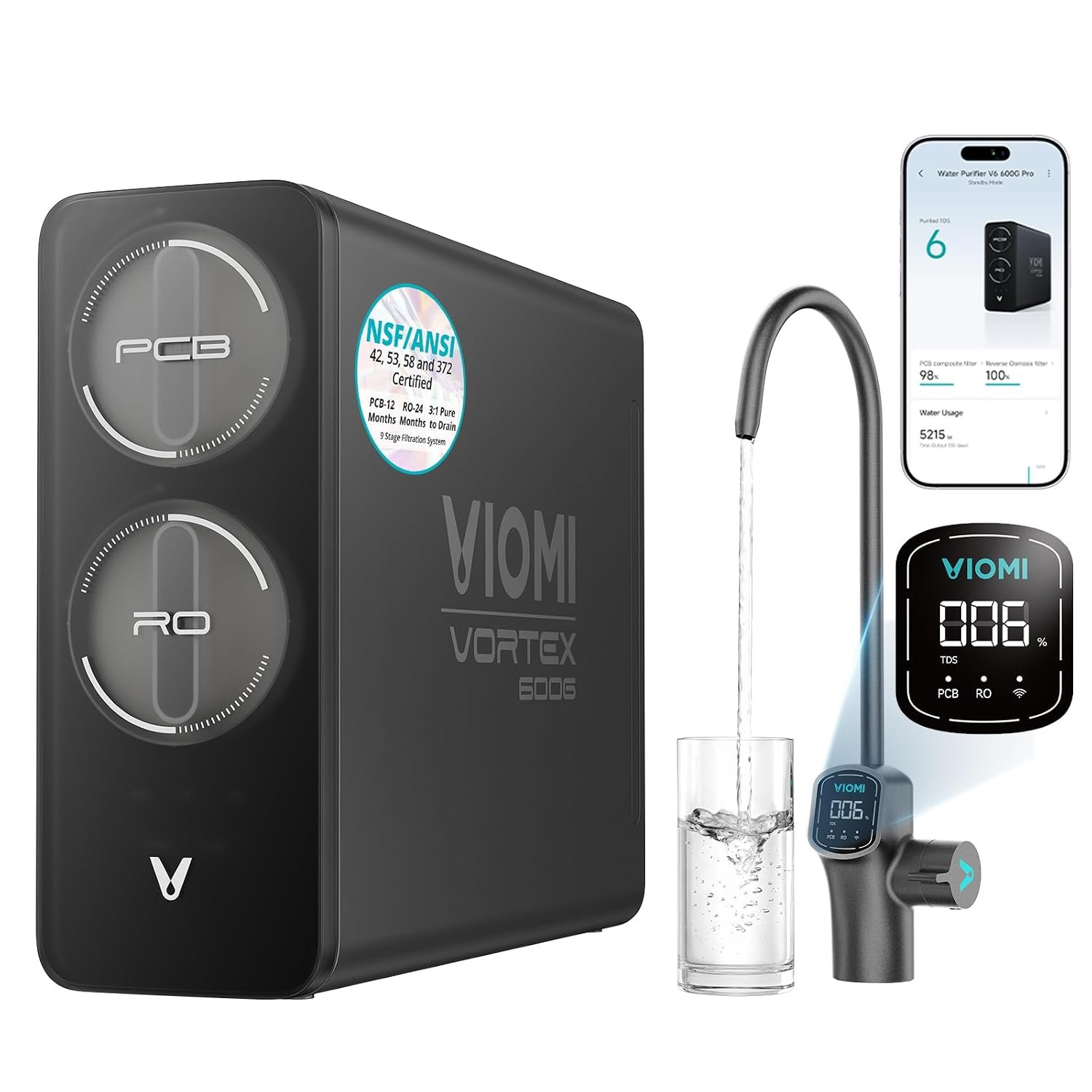 VIOMI V6 PRO 600GPD Under-Sink Reverse Osmosis Water Filtration System