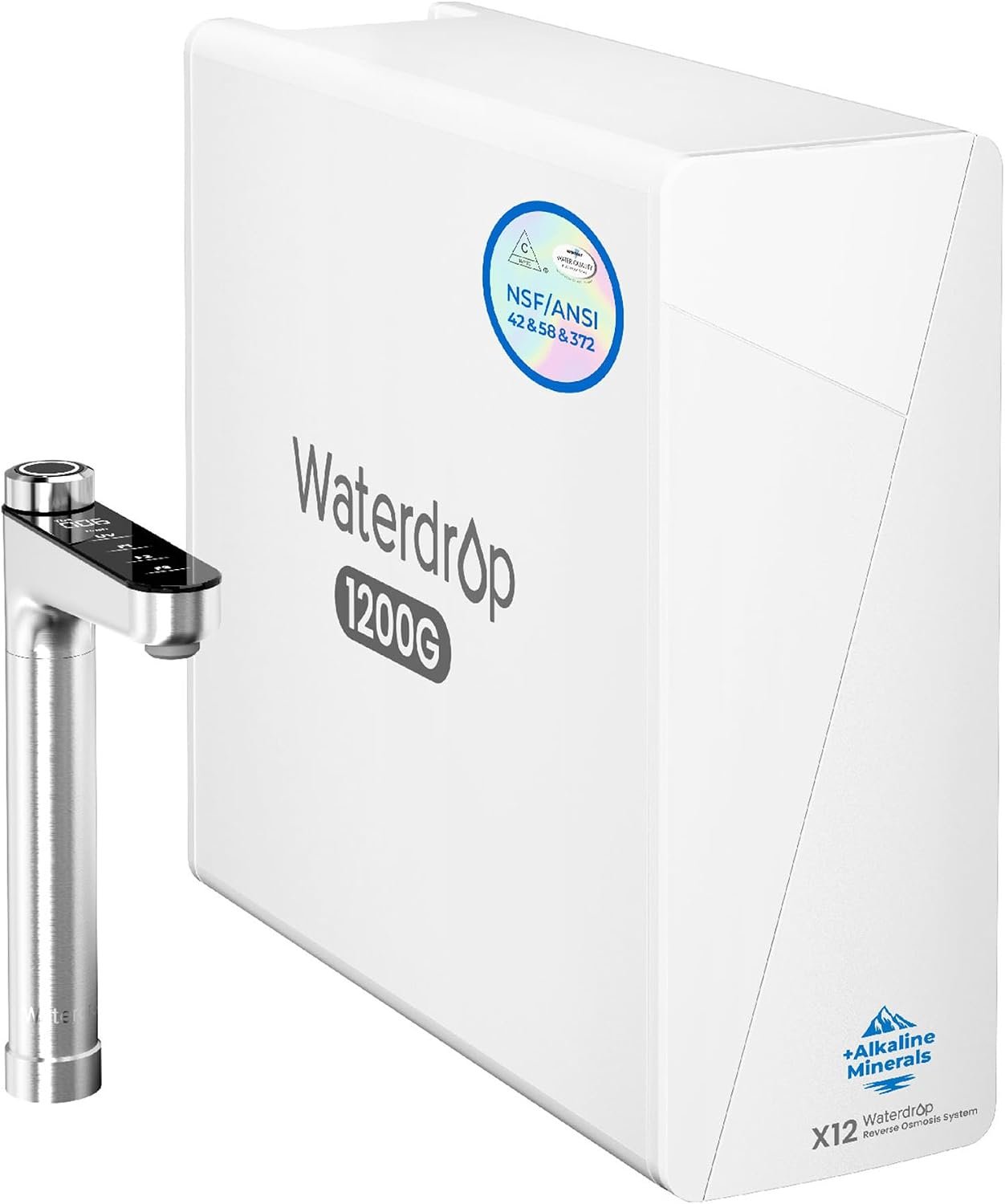 Waterdrop X12 Alkaline Mineral Reverse Osmosis System, 1200 GPD, Under-Sink