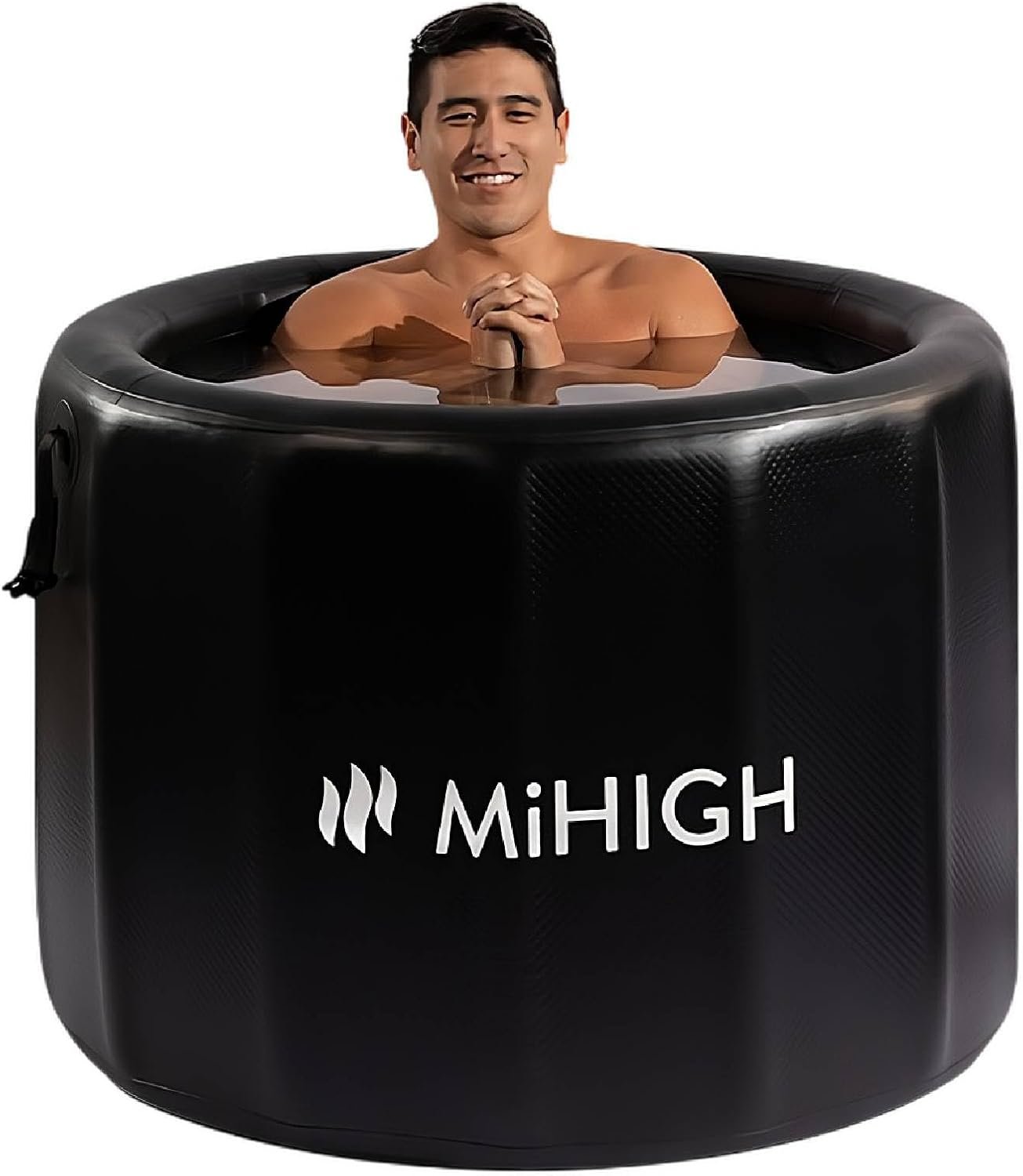 MiHIGH Cold Plunge Tub for Athletes – Freestanding Ice Bath for Recovery, Portable Insulated Double-Walled PVC Ice Barrel with Lid, 92 Gallons, Inflatable Plunge Pool for Indoor Outdoor Use, Black