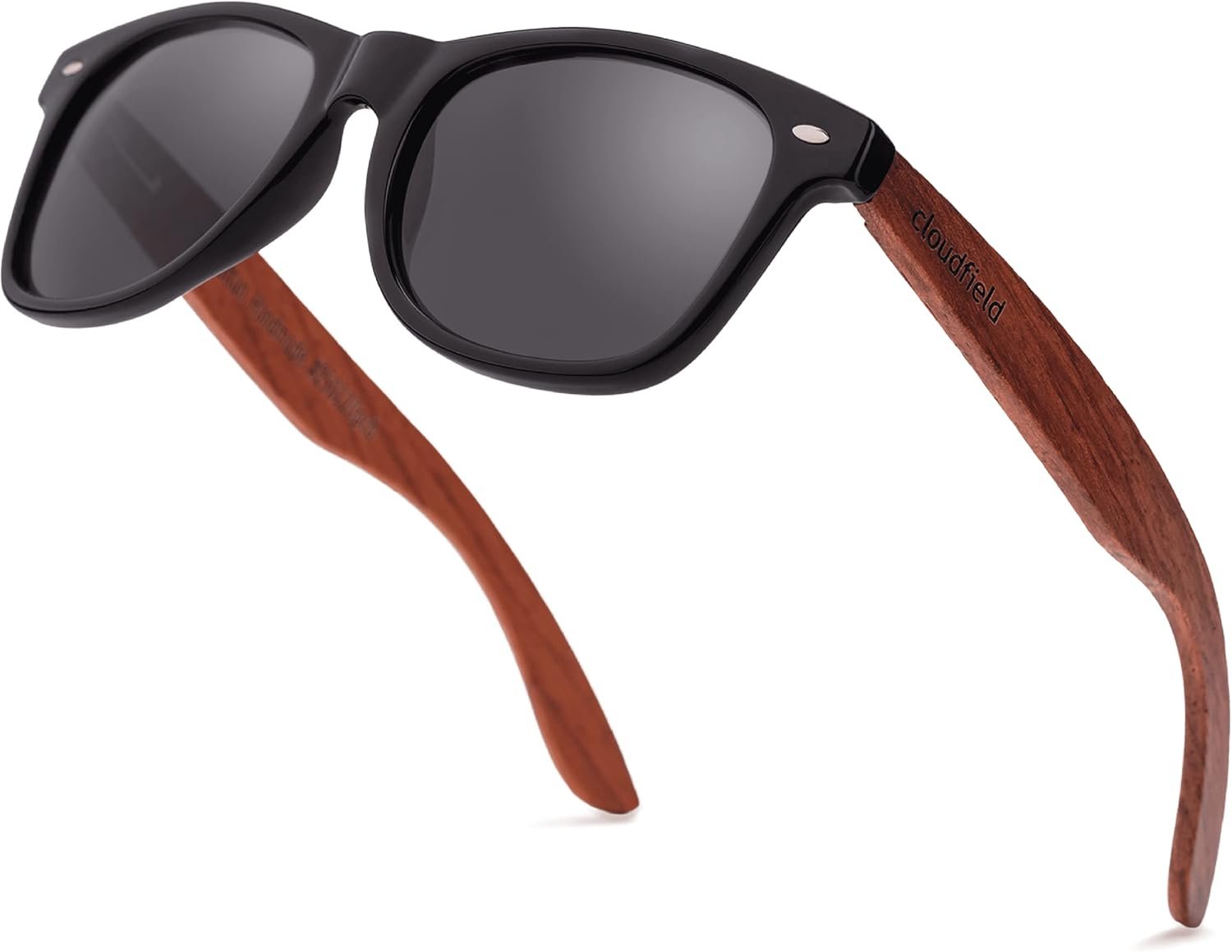 Wood Sunglasses Men & Women, 100% UVA & UVB Protection | 9-Layer Polarized Lenses, Bamboo Frame, Bamboo Case, Pouch & Cleaning Cloth Included, Lightweight, Eco-Friendly Design