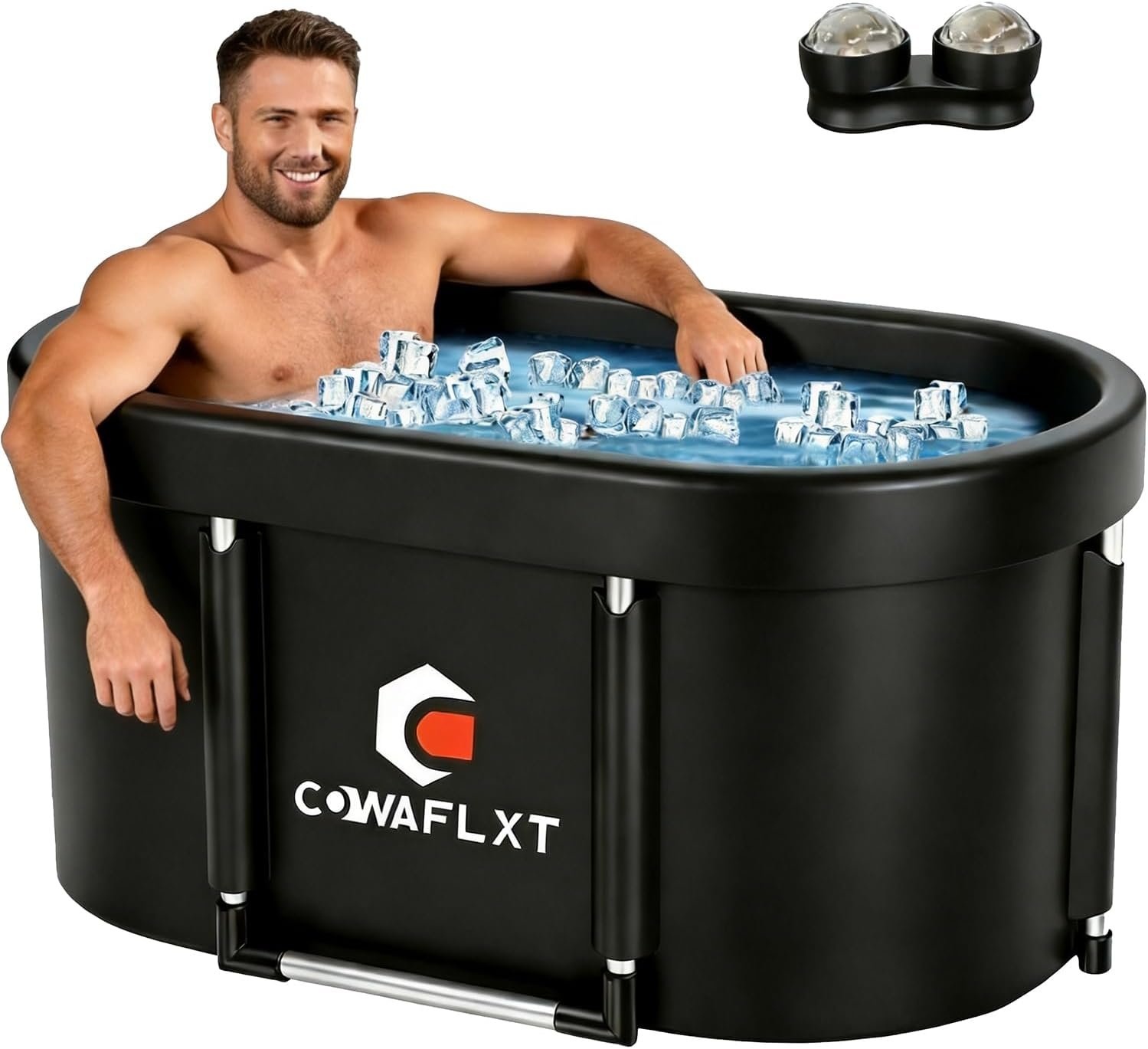 133Gal XL Oval Ice Bath Tub for Athletes, Foldable Cold Plunge Tub