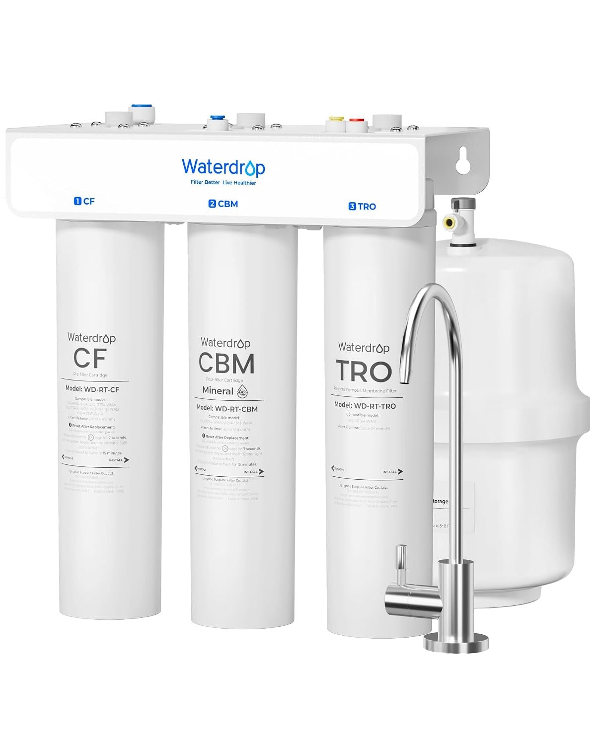 Waterdrop T3-T Remineralization Reverse Osmosis System, 220GPD Faster Flow
