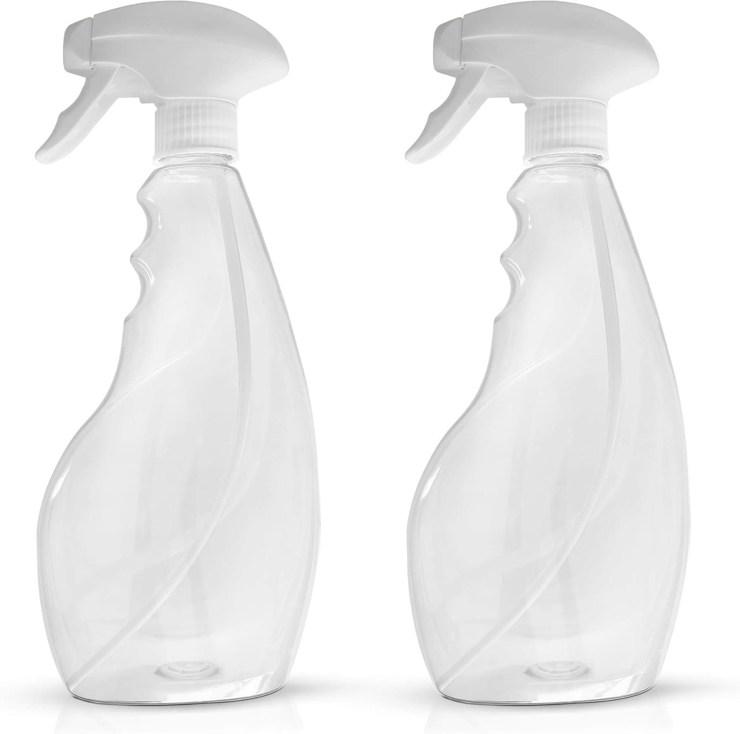 SPRAYZ Large 17oz Spray Bottles For Cleaning Solutions and Gardening, Plant, Water, Durable Trigger Sprayer, Refillable, Spray Bottle for Hair, All Directions, Clear Plastic Bottle 2x 17oz