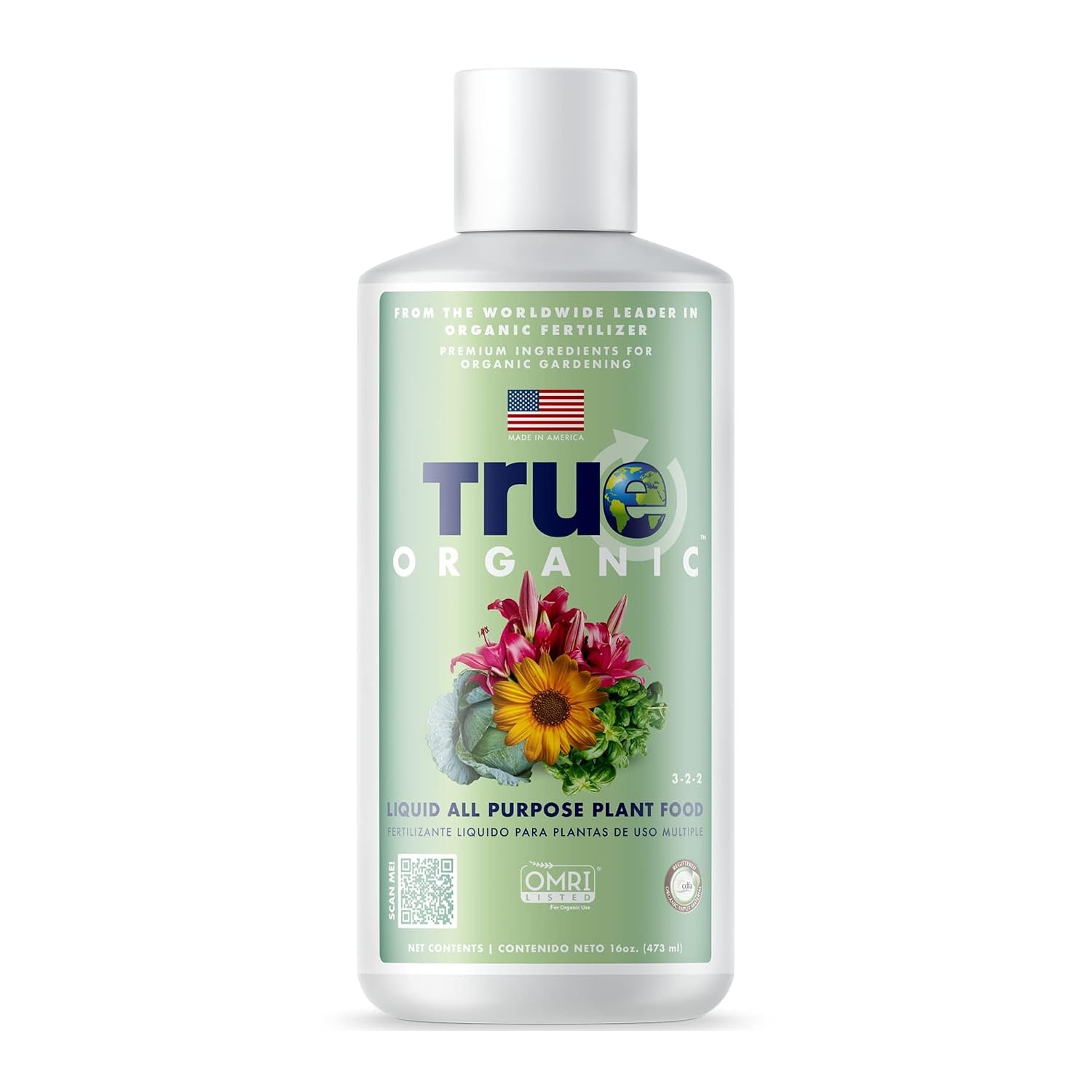 True Organic All Purpose Liquid Plant Food – Liquid Fertilizer 16oz – CDFA, OMRI Listed for Organic Gardening NPK 3-2-2