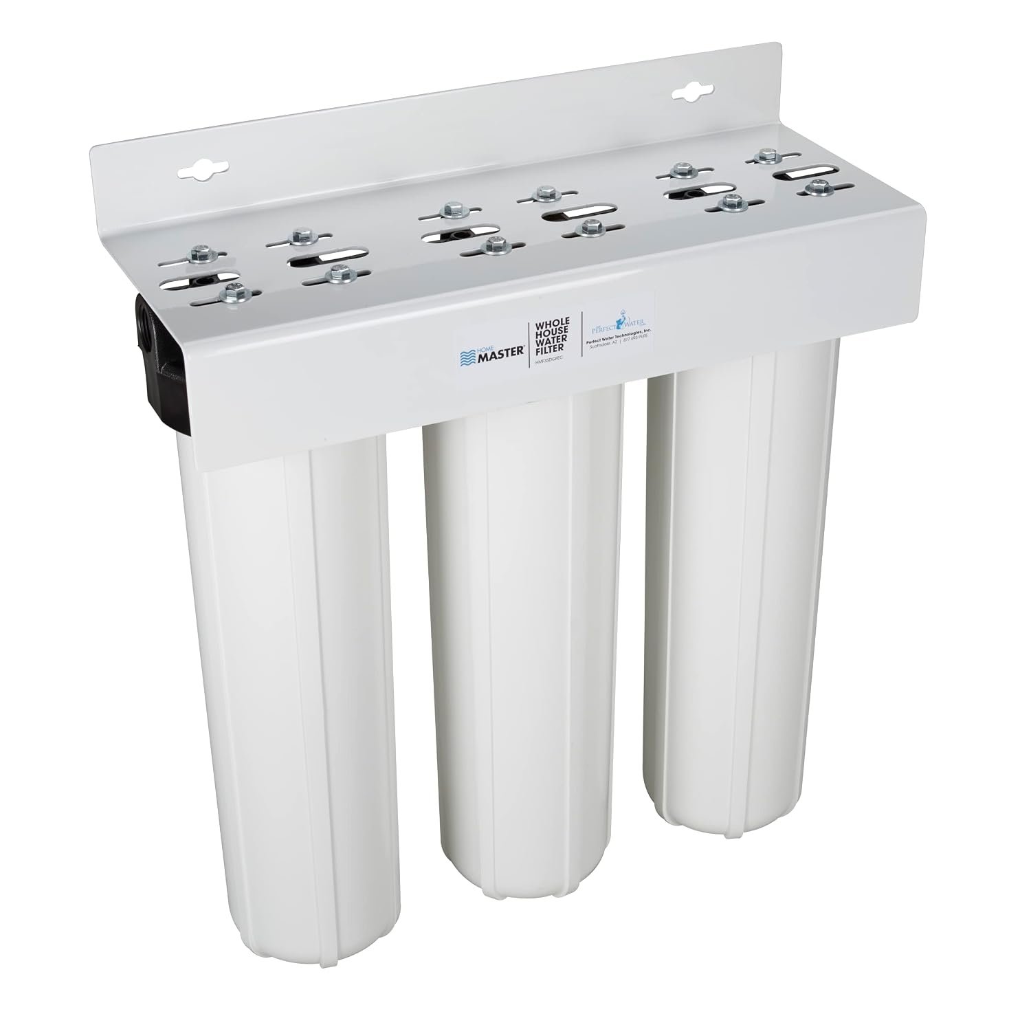 Home Master Whole House Three Stage Water Filtration System with Fine Sediment, Iron and Carbon, Blue