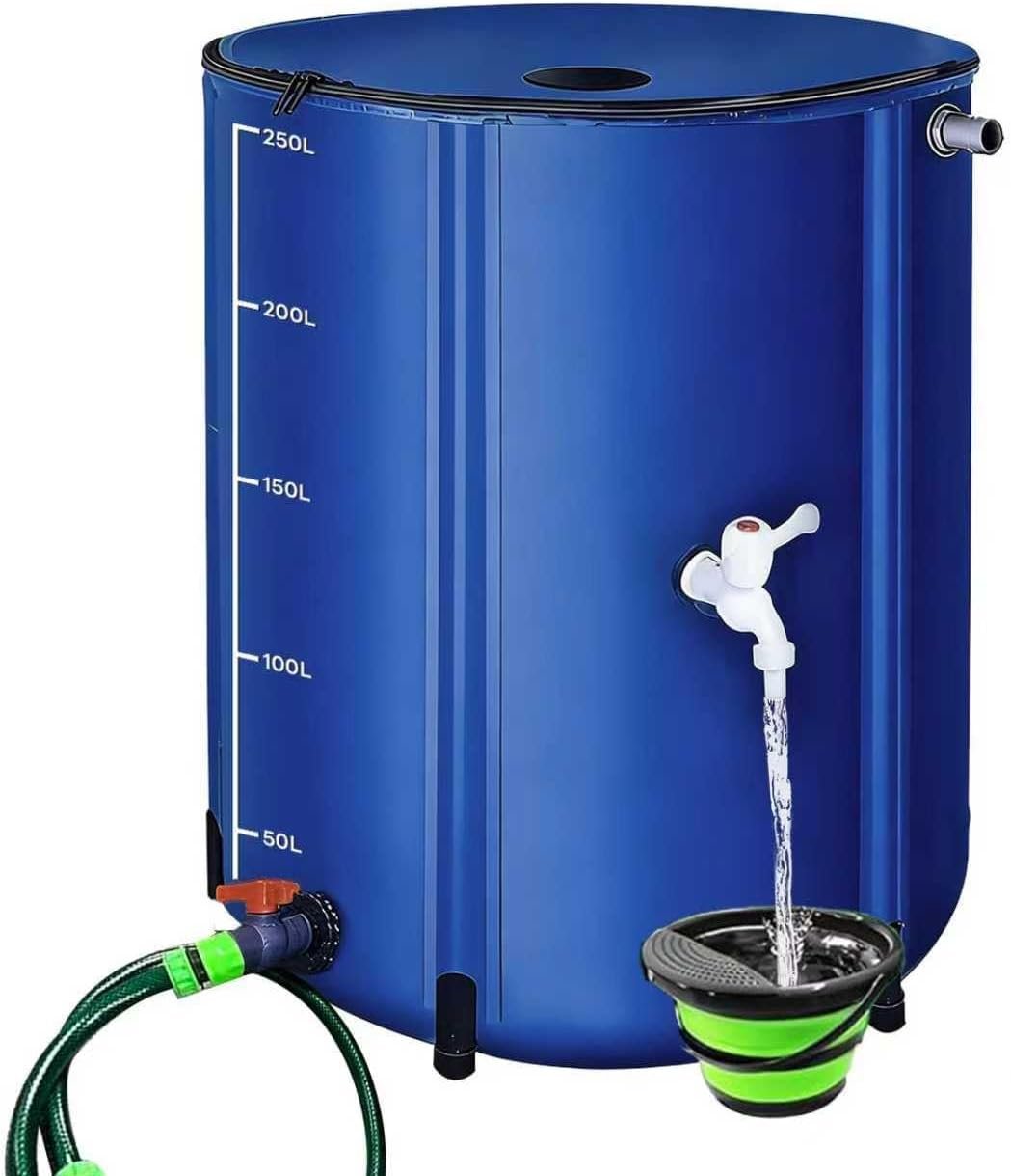 Portable Foldable Outdoor rainwater Barrel for Spring & Summer use. Ideal for Garden Irrigation, Courtyard Cleaning and Emergency Water Storage, Various (Blue, 101L/26.68GAL)