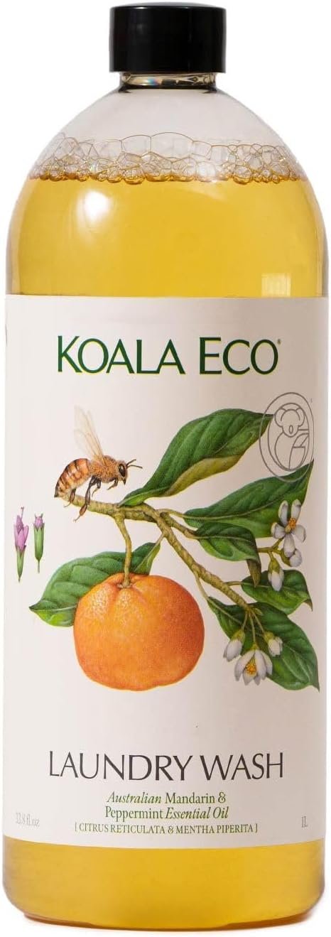 Koala Eco Laundry Wash, Australian Mandarin & Peppermint Oil, 33.8oz | Liquid detergent made with botanical ingredients — no synthetic fragrance, vegan friendly.