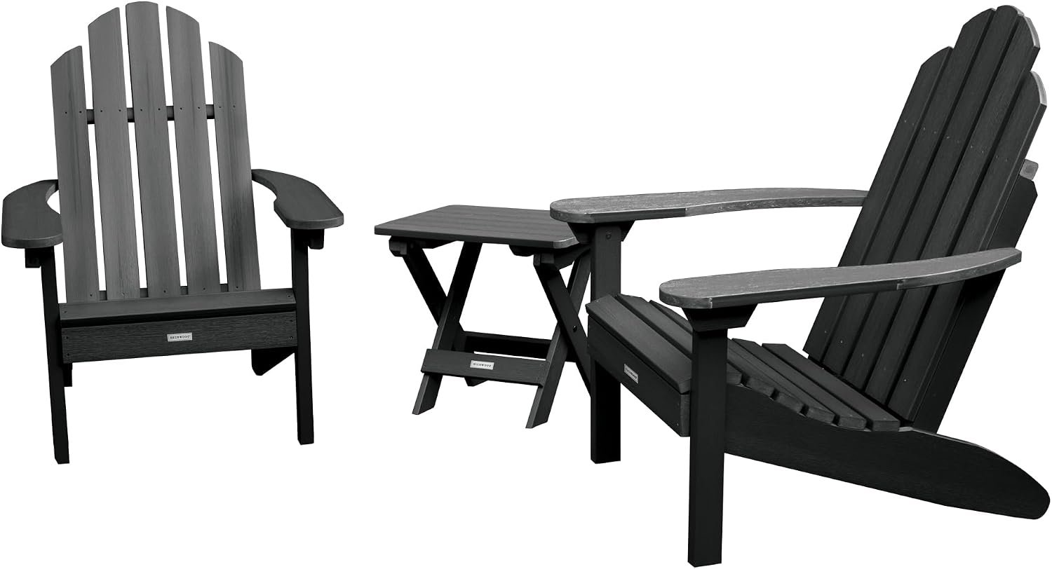 highwood Classic Westport Adirondack Chairs with Side Table, Black