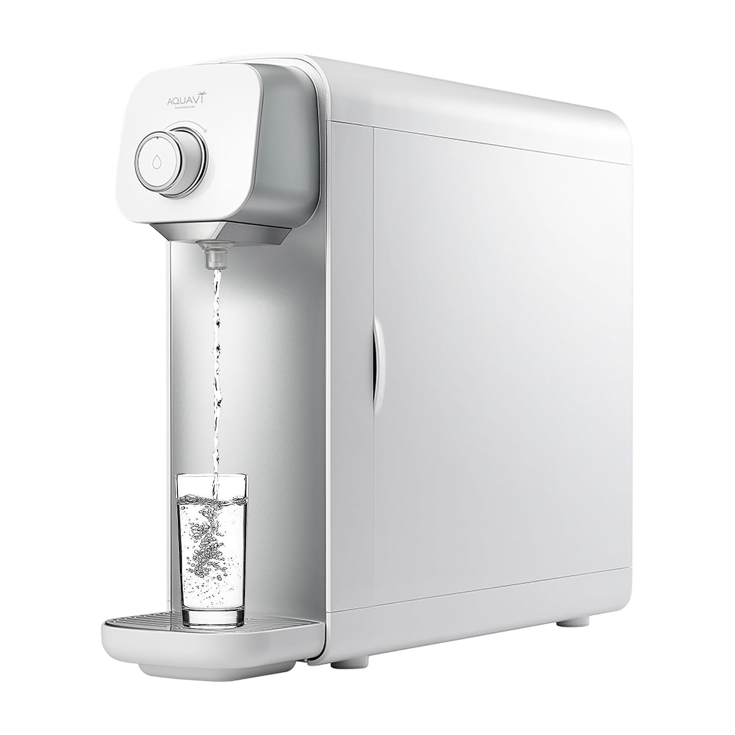 AQUAVI Alkaline Spring Countertop Water Filtration Purification System, 3 Stage Water Filter, Bottleless Water Dispenser, No Electricity Required (White)