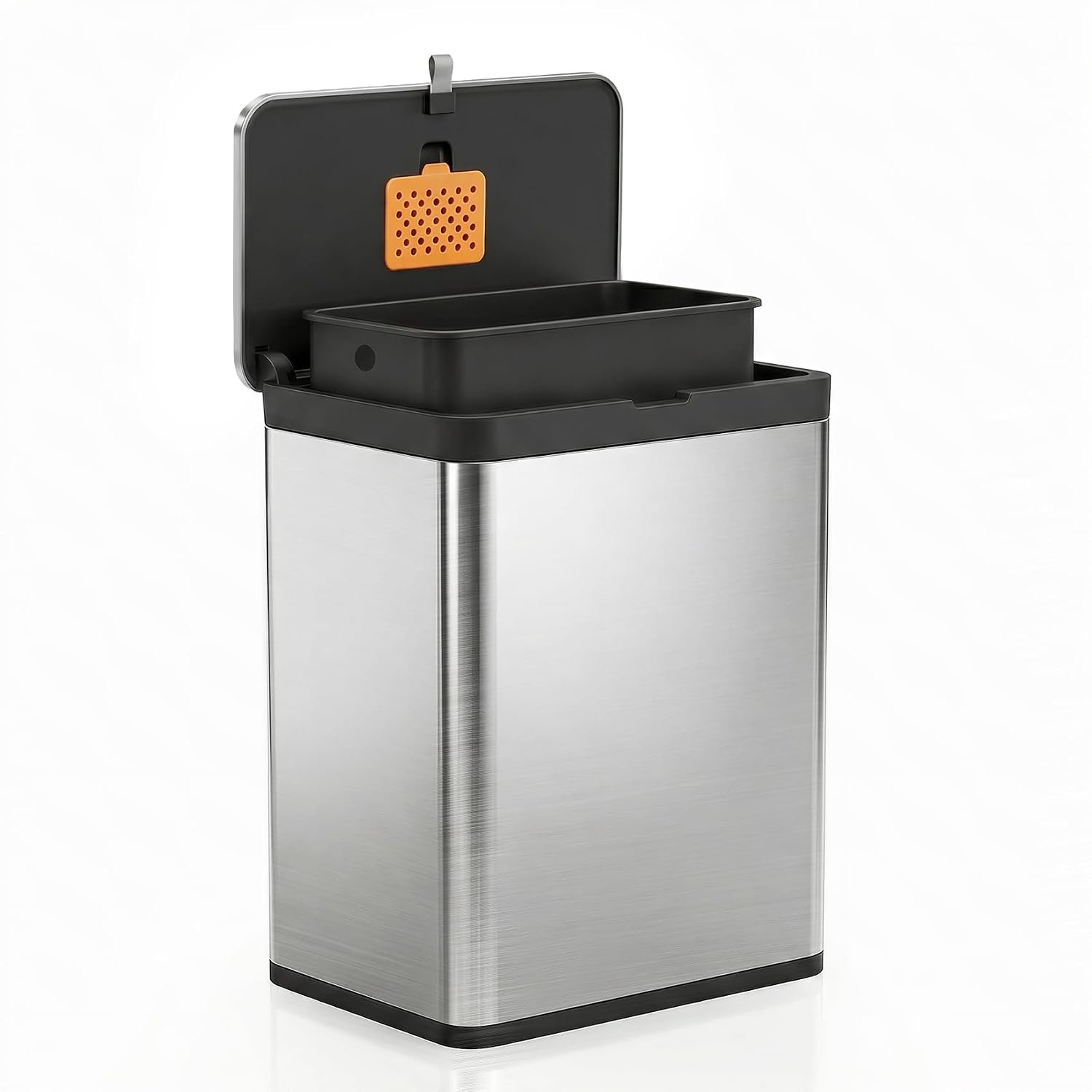 Kitchen Compost Bin Hanging Trash Can with Lid, 8L / 2.1 Gal Stainless Steel Composting Bin for Kitchen Counter Cabinet Door Under Sink Bathroom RV