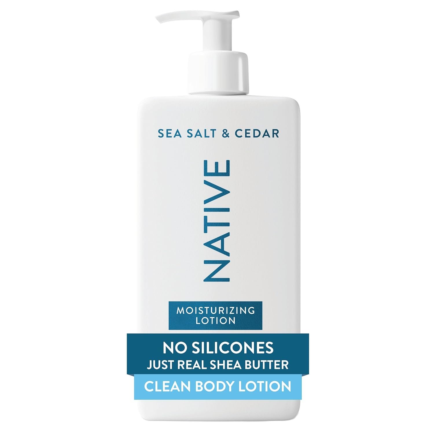 Native Body Lotion, Sea Salt & Cedar, 48-Hour Hydration for Dry & Sensitive Skin, Made with Plant-Based Moisturizers like Shea Butter, Silicone & Paraben Free, 16.5 fl oz