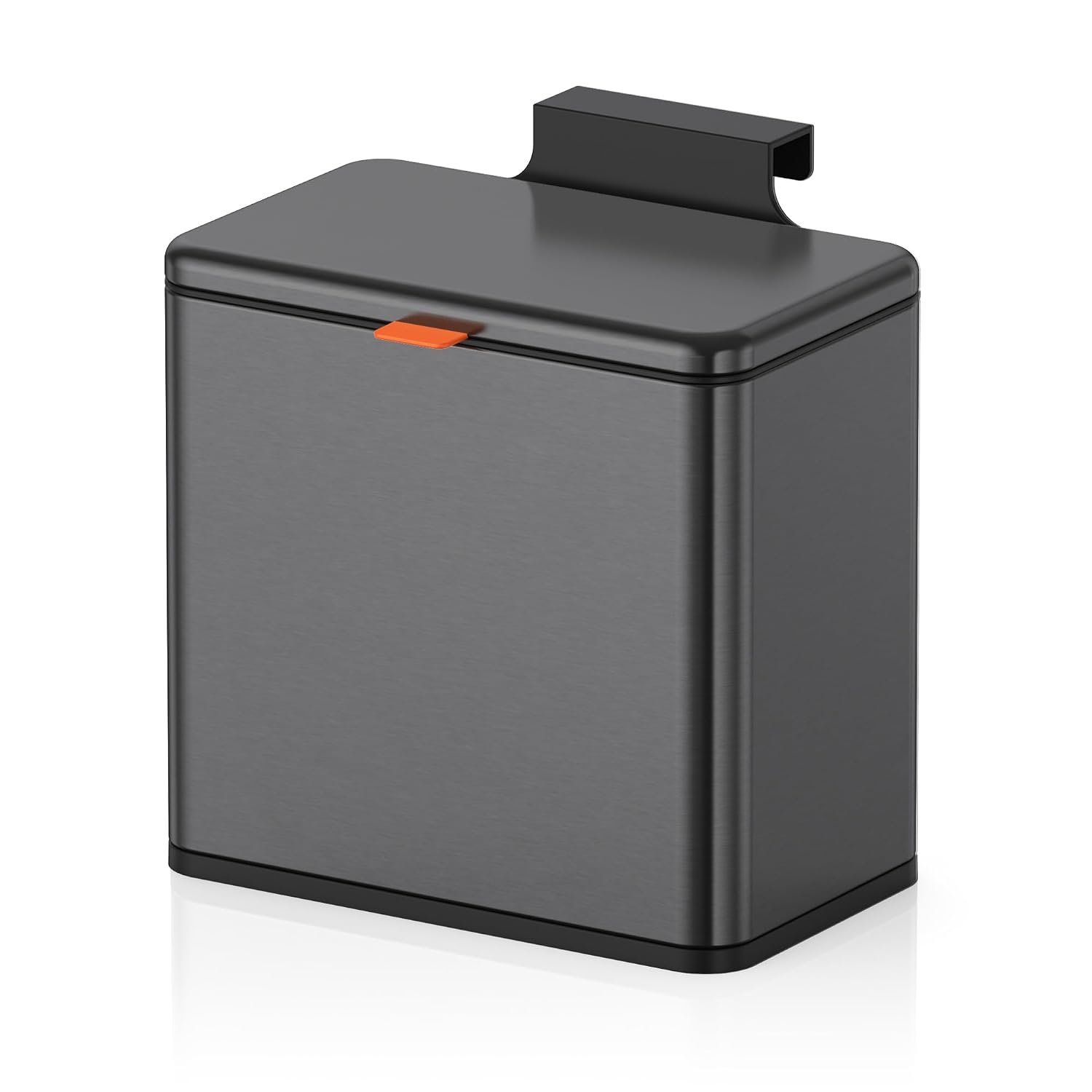 Mbillion 1.05 Gal Brushed Black Hanging Stainless Steel Compost Bin | 4L trash can with lid, cabinet & under sink door mount design, for kitchen, RV and bathroom food waste storage