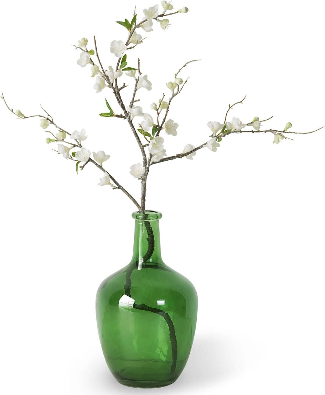 Bfttlity Green Glass Vase for Centerpieces Table Home Room Decor, S | 10″ Tall Clear Vase for Branches, Floor Flowers Green Vase