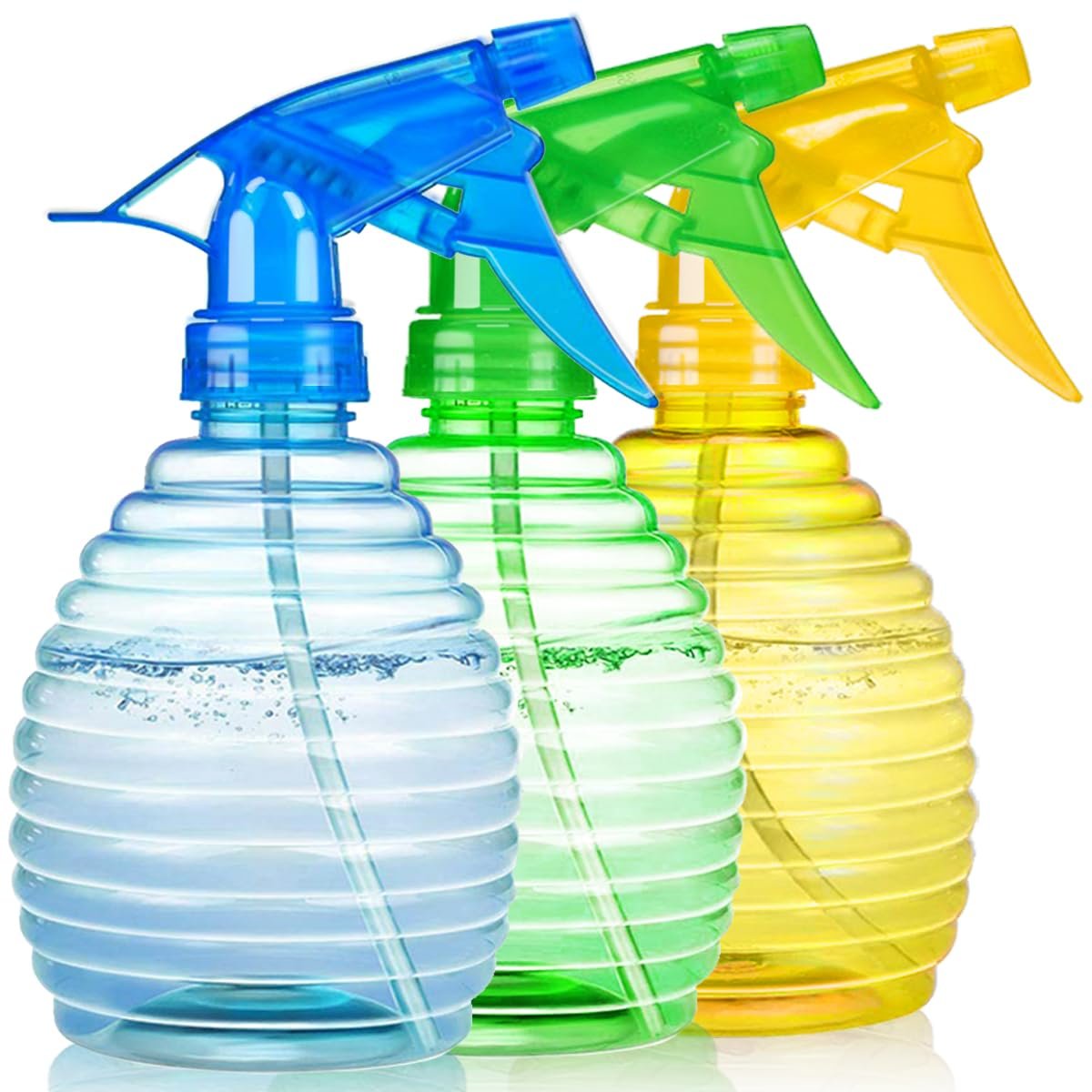 Spray Bottles – 3 Pack, 16 oz – Mist/Stream Bright Colors for Cleaning | Sturdy, Leak Proof, BPA Free, For Plants, Pet, Vinegar, BBQ, Hair, Cooking – Perfect Size, Easy to Use. With Labels, Funnel