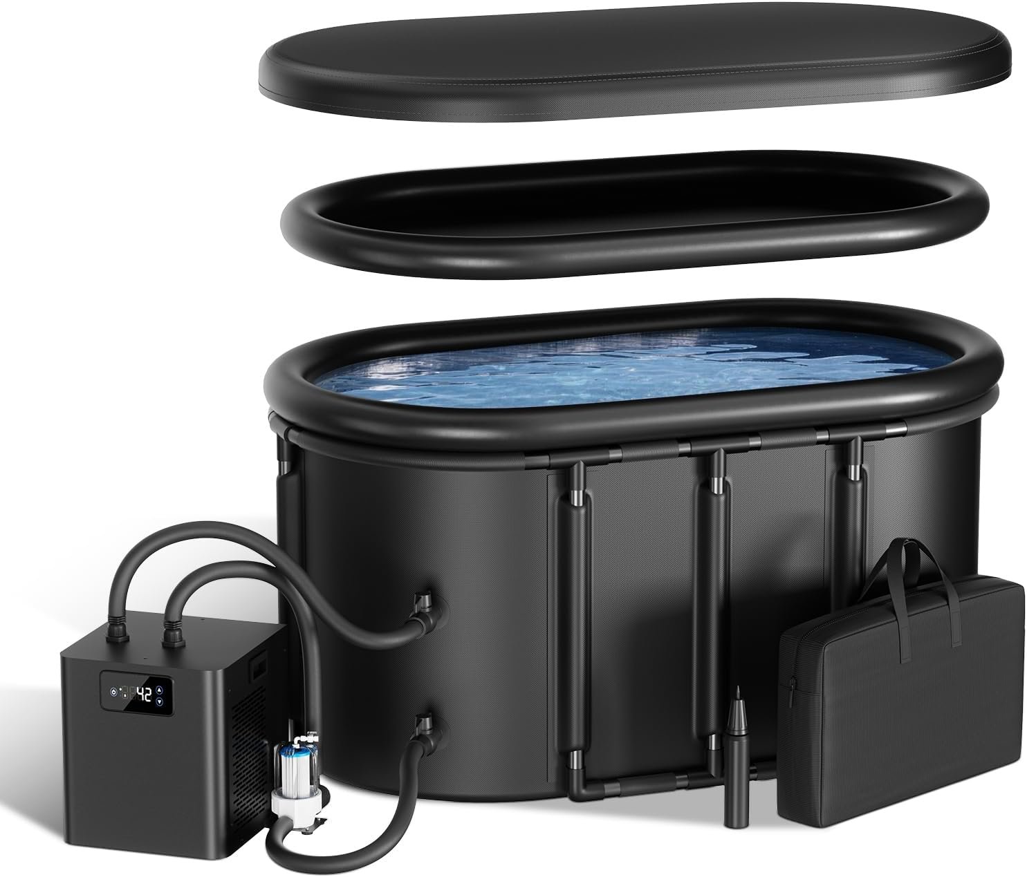 Cold Plunge Chiller with 148Gal Ice Bath Tub Set for Cold Therapy Recovery