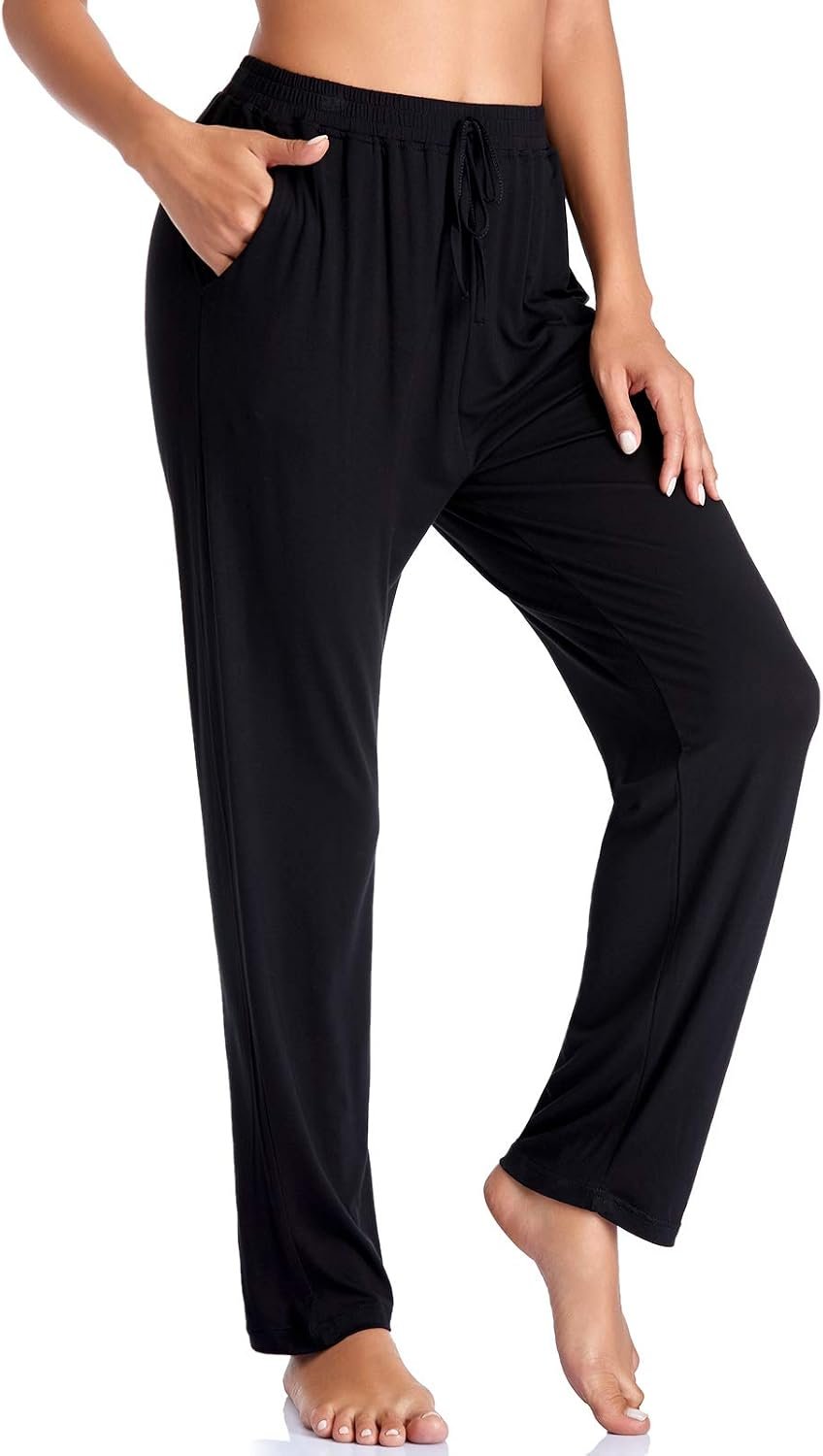 ASIMOON Women’s Yoga Pants Soft Comfy Stretch Loose Straight Casual Athletic Pants Running Workout Lounge Pants with Pockets
