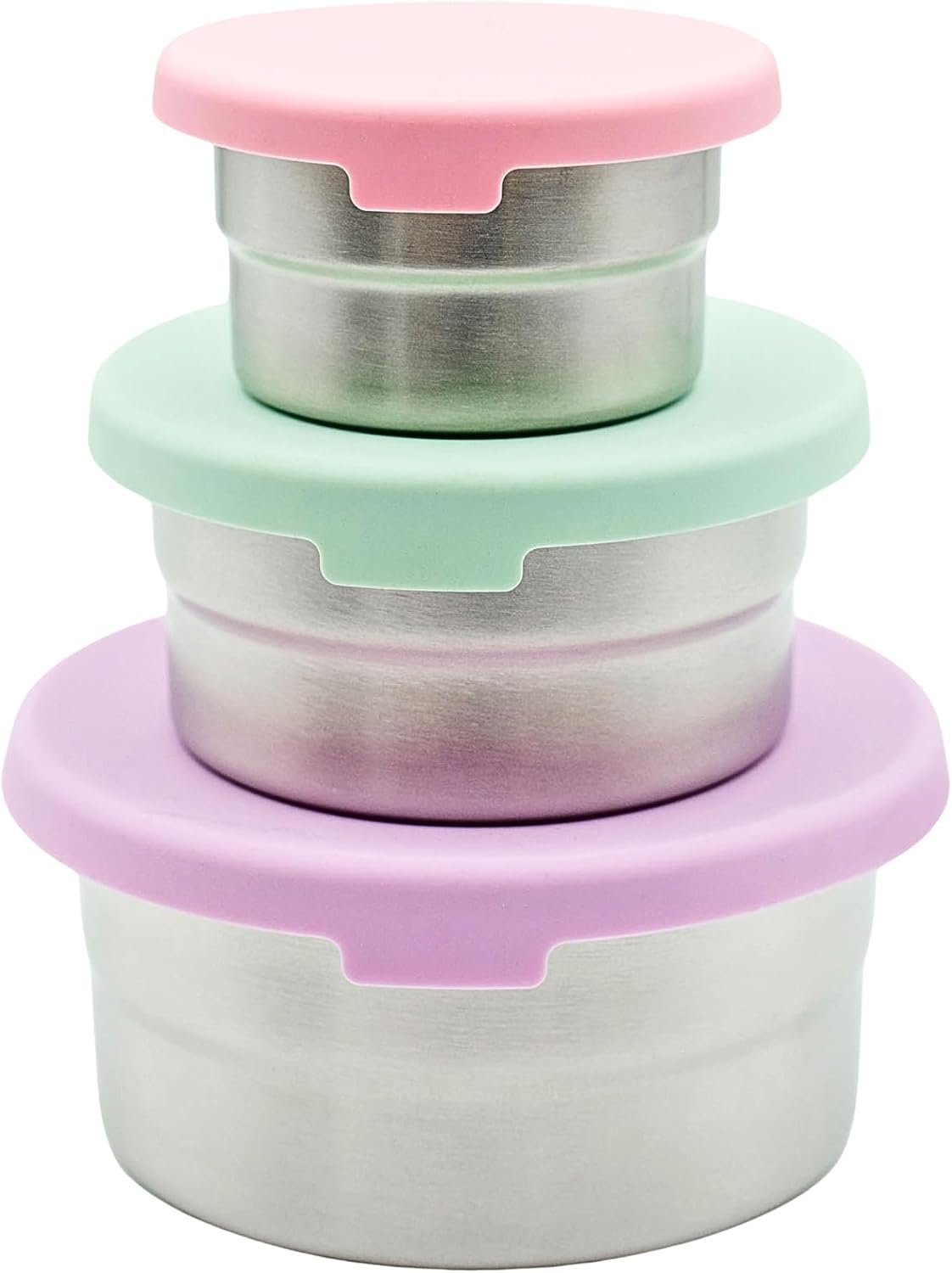 Stainless Steel Food Storage Containers – 3 Pack – 3 Oz, 6.1 Oz, 12.85 Oz with Leakproof Silicone Lids, BPA-Free, Dishwasher & Freezer Safe, Nesting & Stackable for Meal Prep, Lunch Boxes & Snacks