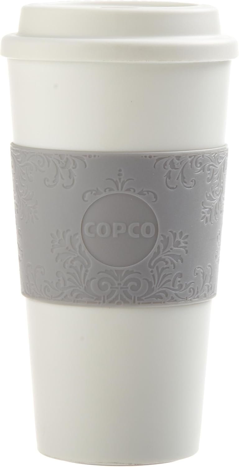 Copco Acadia 16 oz Travel Mug – Insulated Reusable Coffee Tumbler with Double-Walled Plastic, Leak-Proof Lid, BPA-Free – Portable Mug for Hot & Cold Drinks, Cup Holder Friendly (Damask) | Double-Wall Insulation with Leak-Resistant Lid & BPA-Free Construction – Reusable Mug for Hot or Cold Beverages