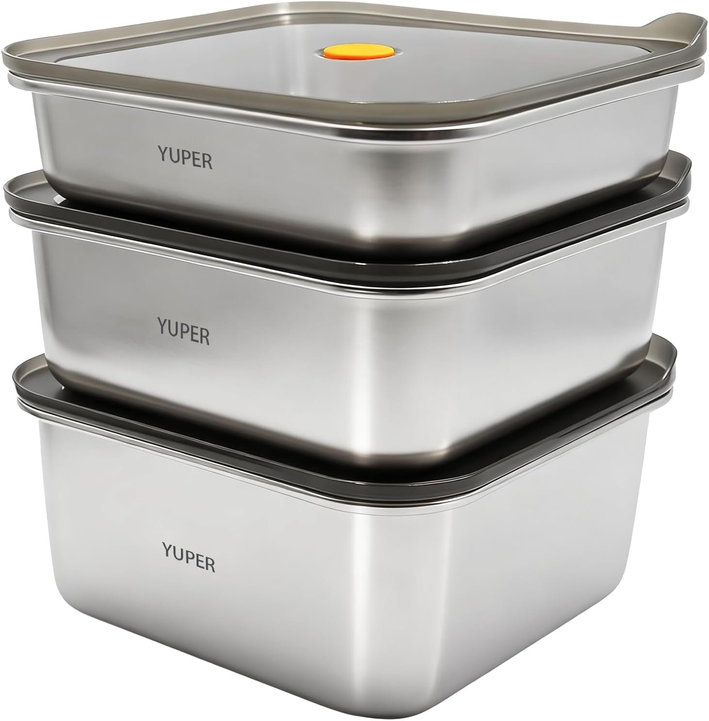 YUPER Stainless Steel Food Storage Containers, 3 Pack (40+67+88OZ) | Meal Prep Containers Set with Lids, BPA Free, Leak Proof & Airtight, Microwave, Dishwasher, Fridge, Freezer & Oven Safe