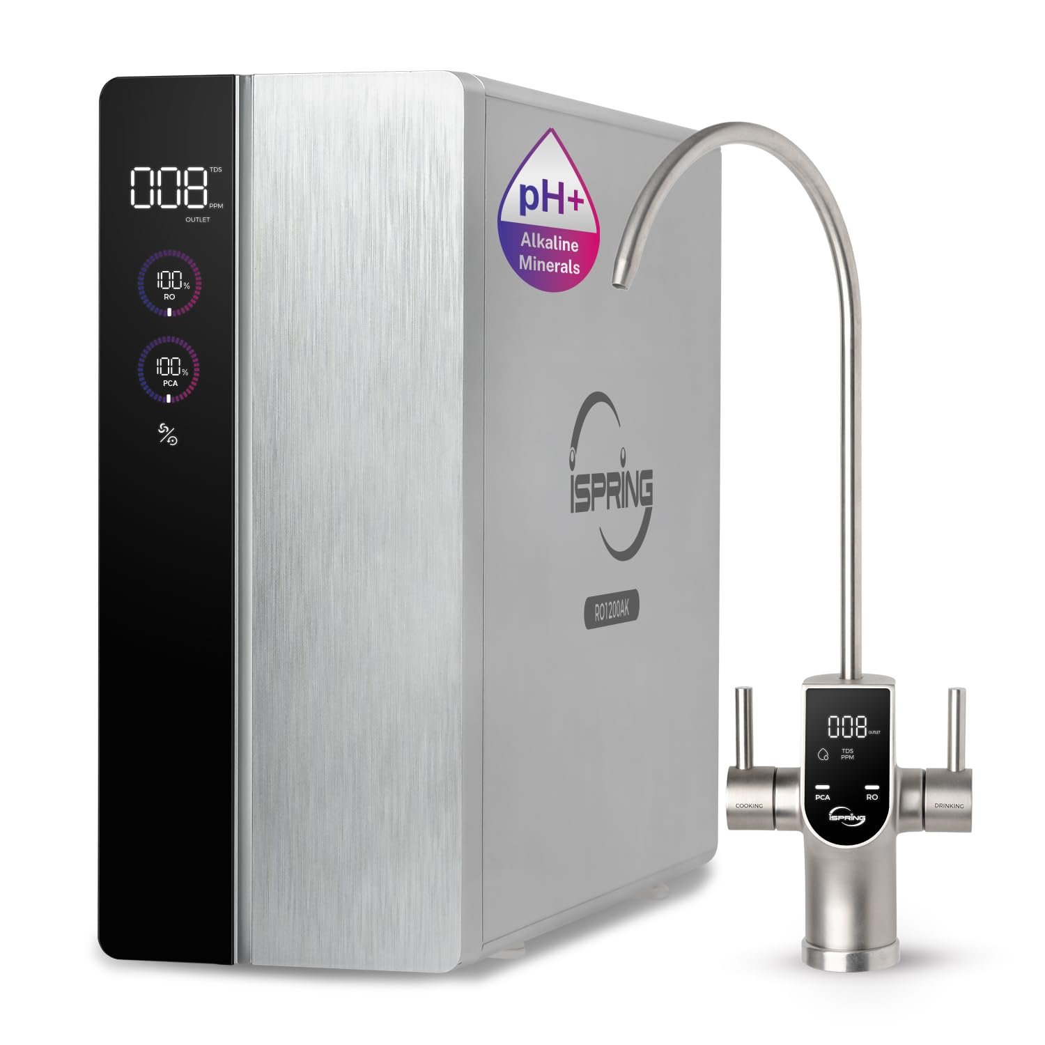iSpring RO1200AK Dual-Flow Alkaline Reverse Osmosis Water Filter, 1200 GPD