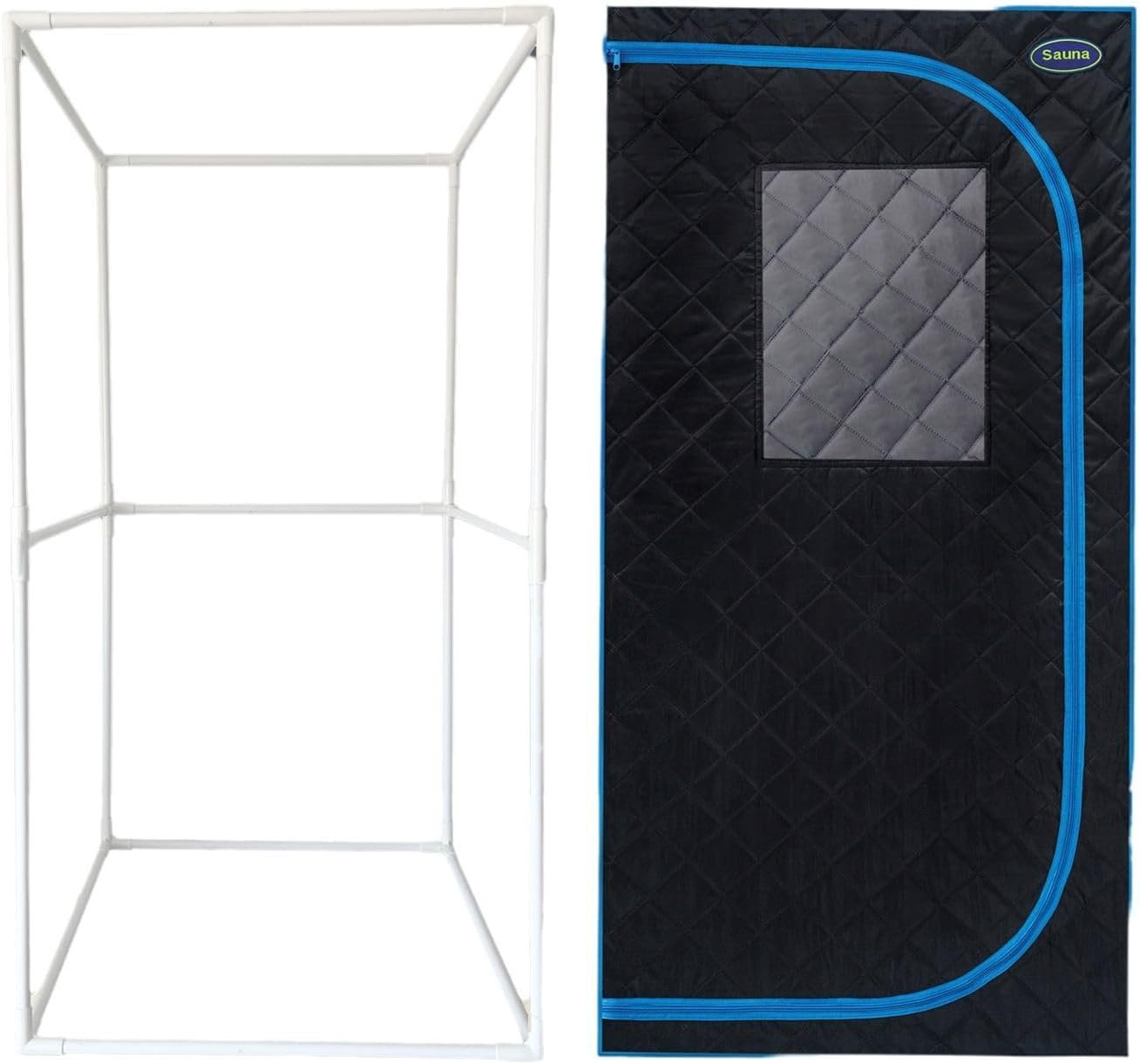 Portable Full Size Steam Sauna Tent with Generator, Remote, Black PVC Frame