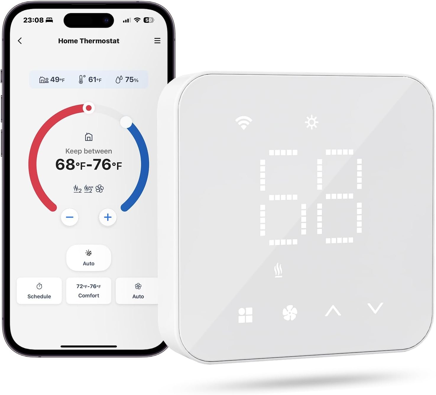 meross Matter Smart Thermostats for Home, Remote & Voice Control | WiFi Thermostat Works with Alexa, Apple Home, Google Assistant, C-Wire Required, White