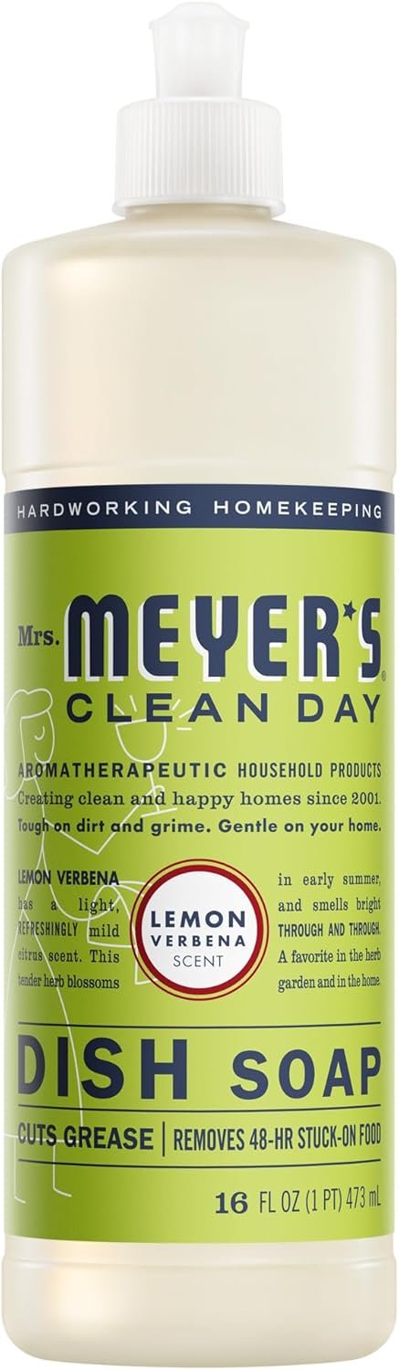 MRS. MEYER’S CLEAN DAY Liquid Dish Soap, Lemon Verbena, 16 fl. Oz