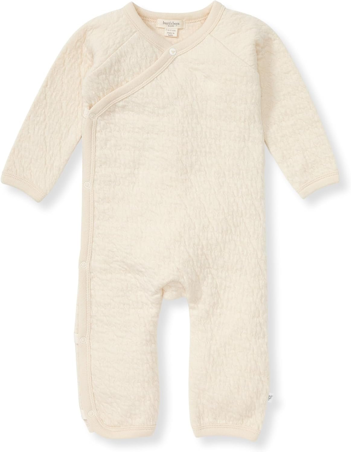Burt’s Bees Baby Long Sleeve Quilted Wrap-Front Jumpsuit, 100% Organic Cotton One-Piece Outfit Coverall