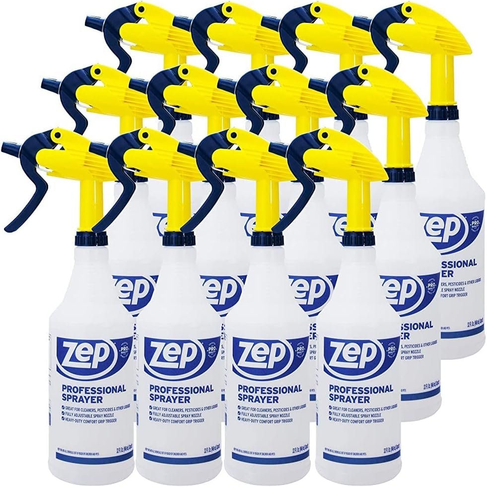 Zep Professional Sprayer Bottle – 32 oz (Case of 12) – HDPRO1 – Versatile Adjustable Nozzle Spray Bottles with a Fine Mist or Powerful Spray, Refillable for Diluted Concentrate