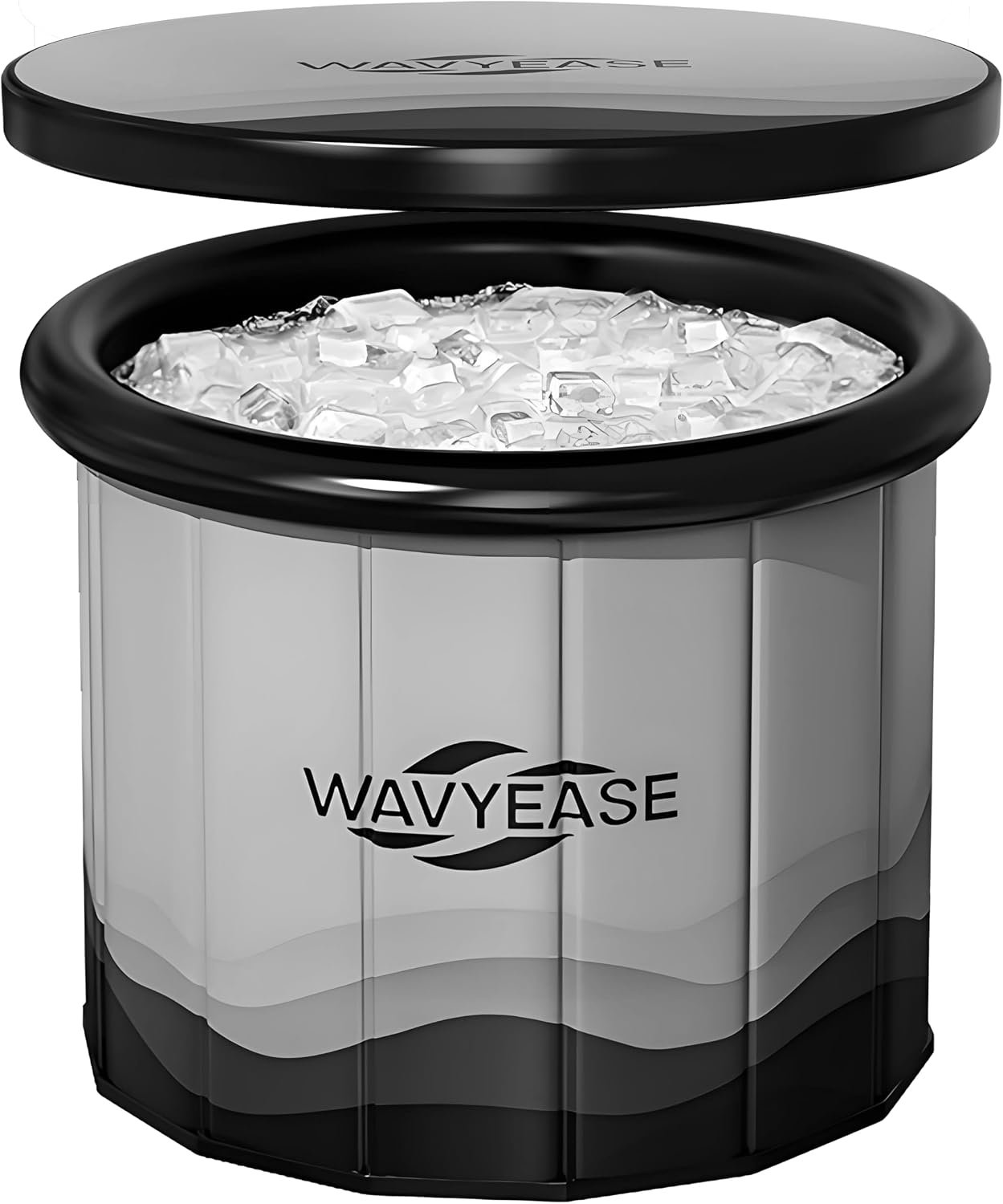 WAVYEASE Pro Portable Cold Plunge Tub (31.5″ L x 29.5″ H) | Foldable Ice Bath with Insulated Cover | Instant Setup for Athlete Recovery, Home Gym & Indoor Outdoor Use (Gray)