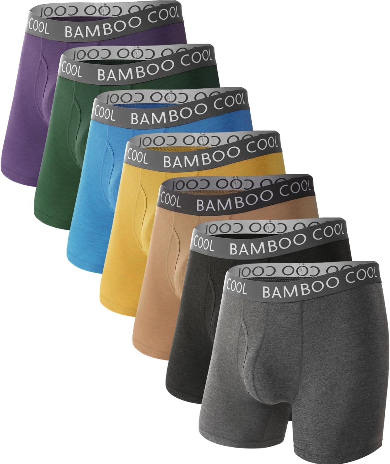 BAMBOO COOL Men’s Cooling Underwear Ultra Soft Breathable Boxer Briefs Pack | 92% Viscose From Bamboo, Softer and Cooler Than Cotton, Moisture Wicking, No Riding Up , Daily Wear&Outdoor Work