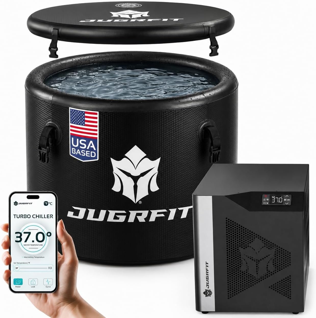 90-Gallon Luxury Pro-Grade Cold Plunge Tub with 1050W Water Chiller – Ice-Free At-Home Recovery, Built-in Filtration, Weatherproof & Durable