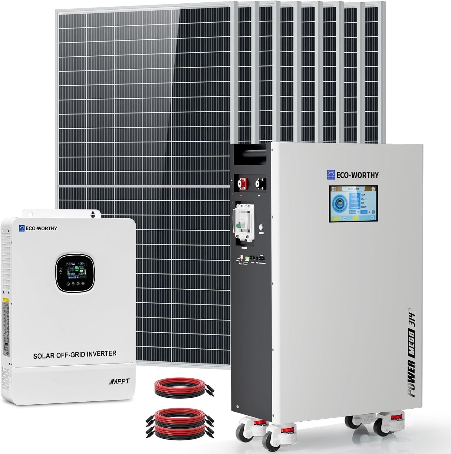 ECO-WORTHY 10000W Output Complete Off-Grid Solar Panel Kit for Home| 10KW 120V/240V Output Split Phase Inverter| 48V 314Ah16.1kWh High Capacity Energy Storage| 4720 Watts Solar Panel PV