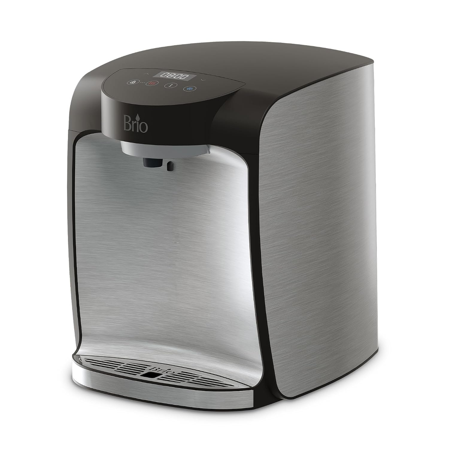 Brio 800 Bottleless Countertop Water Cooler w/ 2-Stage Filtration | Self Cleaning, Digital Display, 3-Temp (Hot Cold & Room Temperature) Filtered Drinking Water Dispenser for Bar Home Kitchen & Office