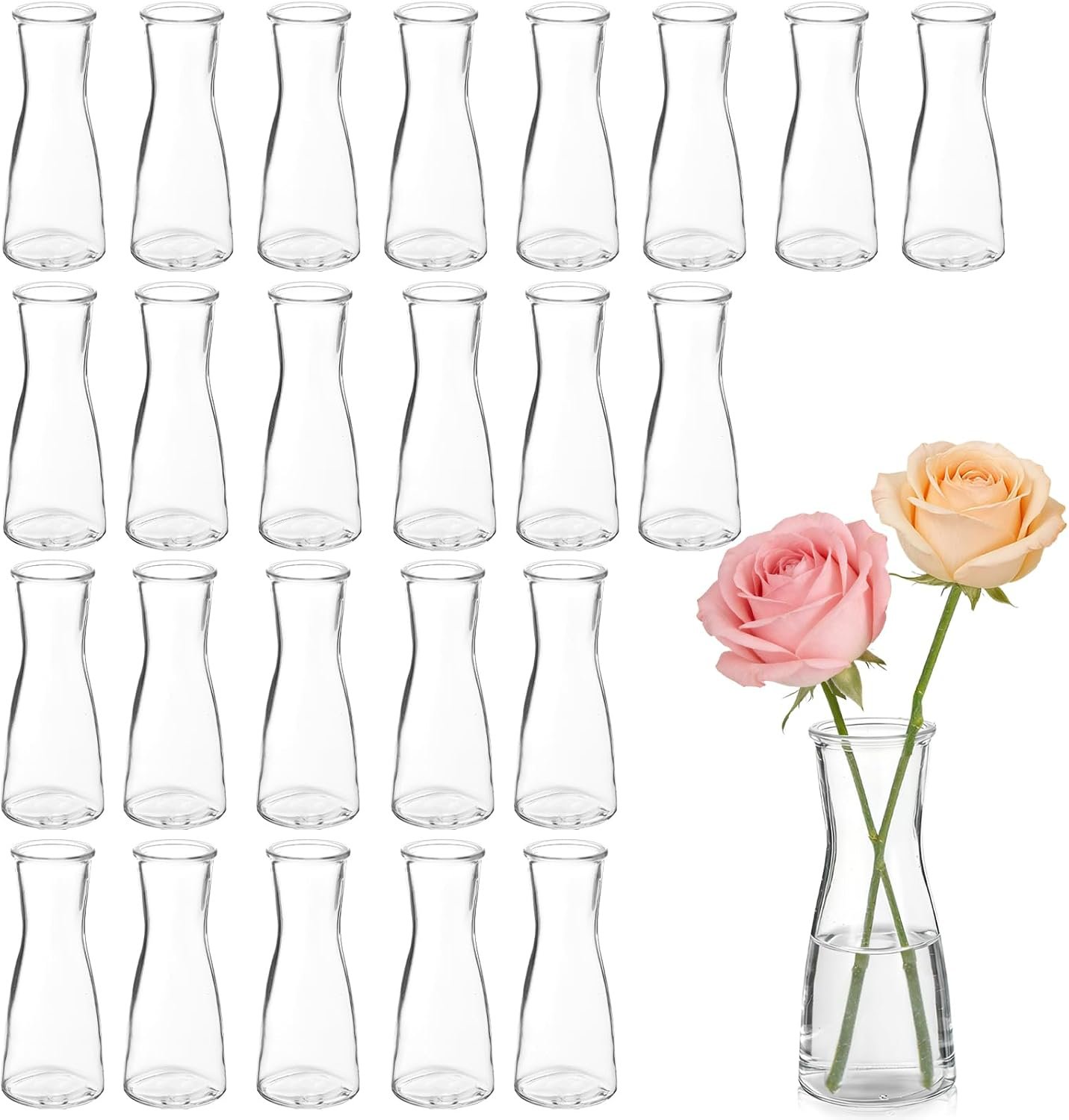 24 Set Glass Bud Vases for Centerpieces Small Clear Flower Vase Modern Decorative Vases Mini Clear Bud Vases Mini Decorative Bulk Vase for Bridal Shower Wedding Birthday Party Dining Table Decor