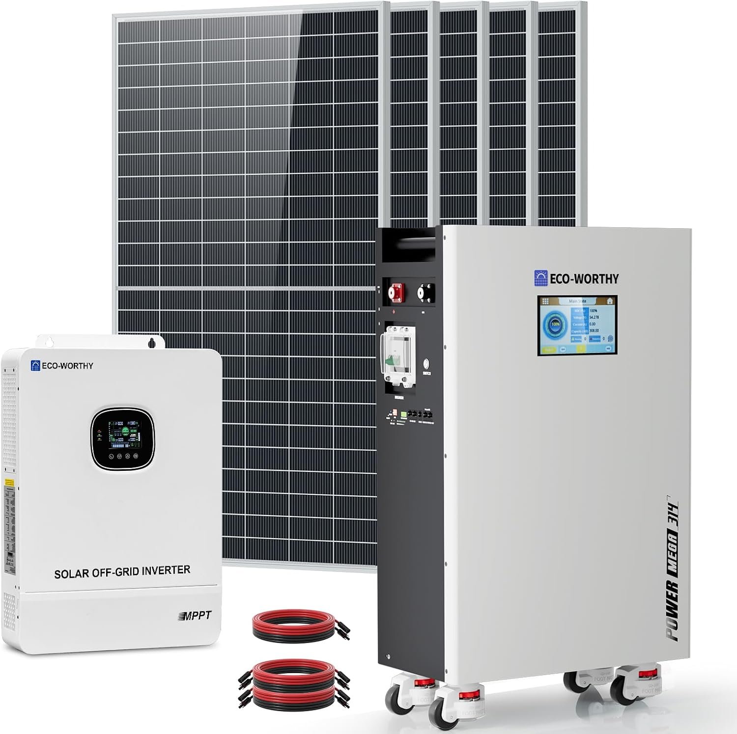 ECO WORTHY 10000W Output Complete Off-Grid Solar Panel Kit for Home| 10KW 120V/240V Output Split Phase Inverter| 48V 314Ah16.1kWh High Capacity Energy Storage| 2950W Solar Panel PV| Whole House System