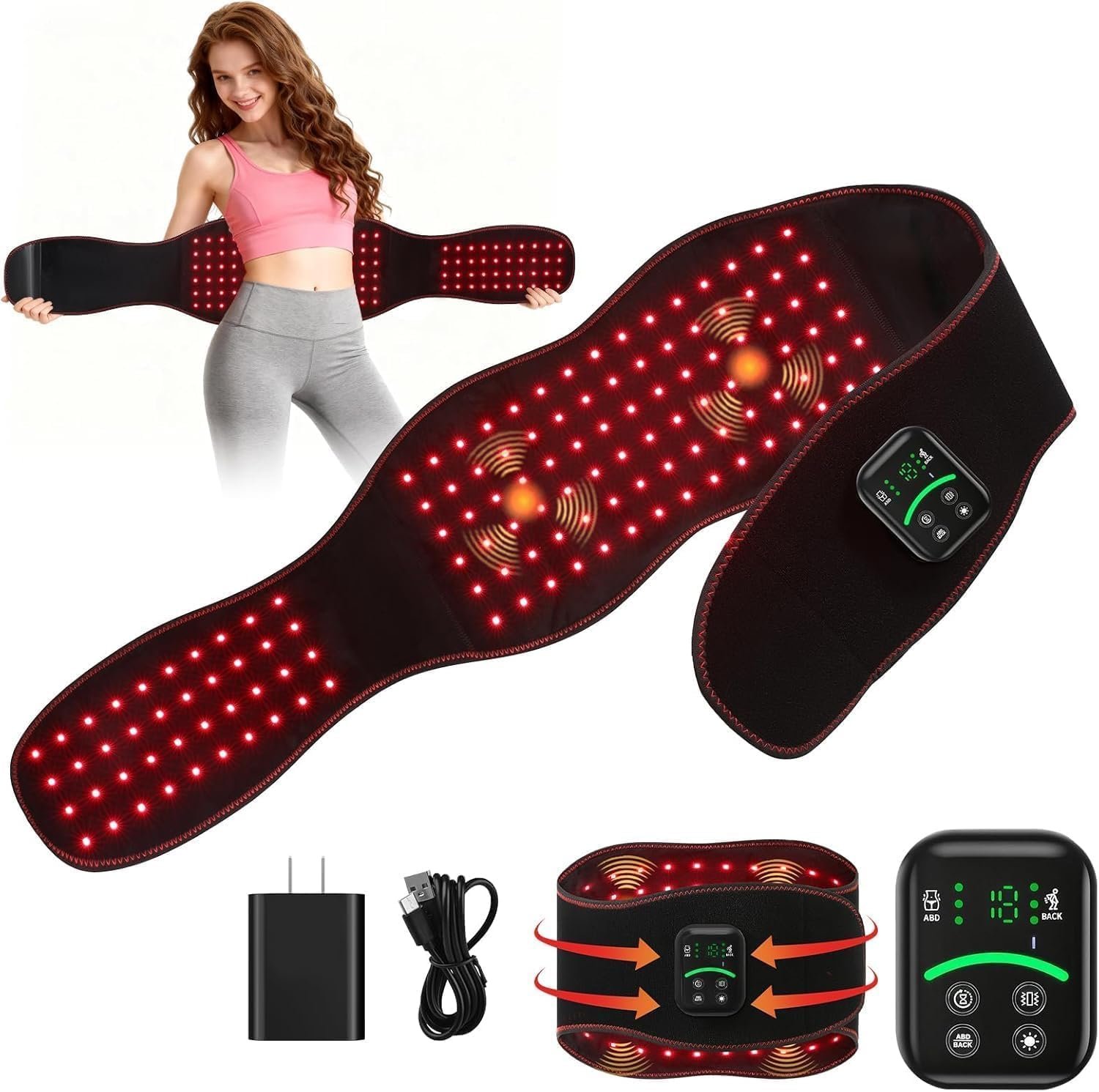 Red Light Therapy Belt for Body Back, 5000mAh Cordless Infrared Waist Wrap
