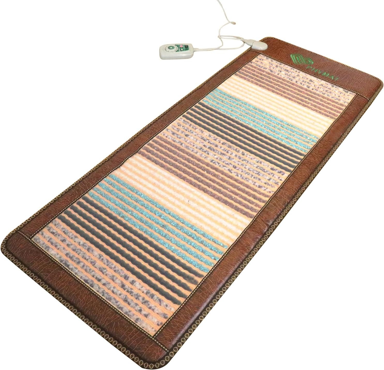 PHYMAT 5-Gemstone Far Infrared Heating Mat, Hot Stone Relaxation, 67x27in