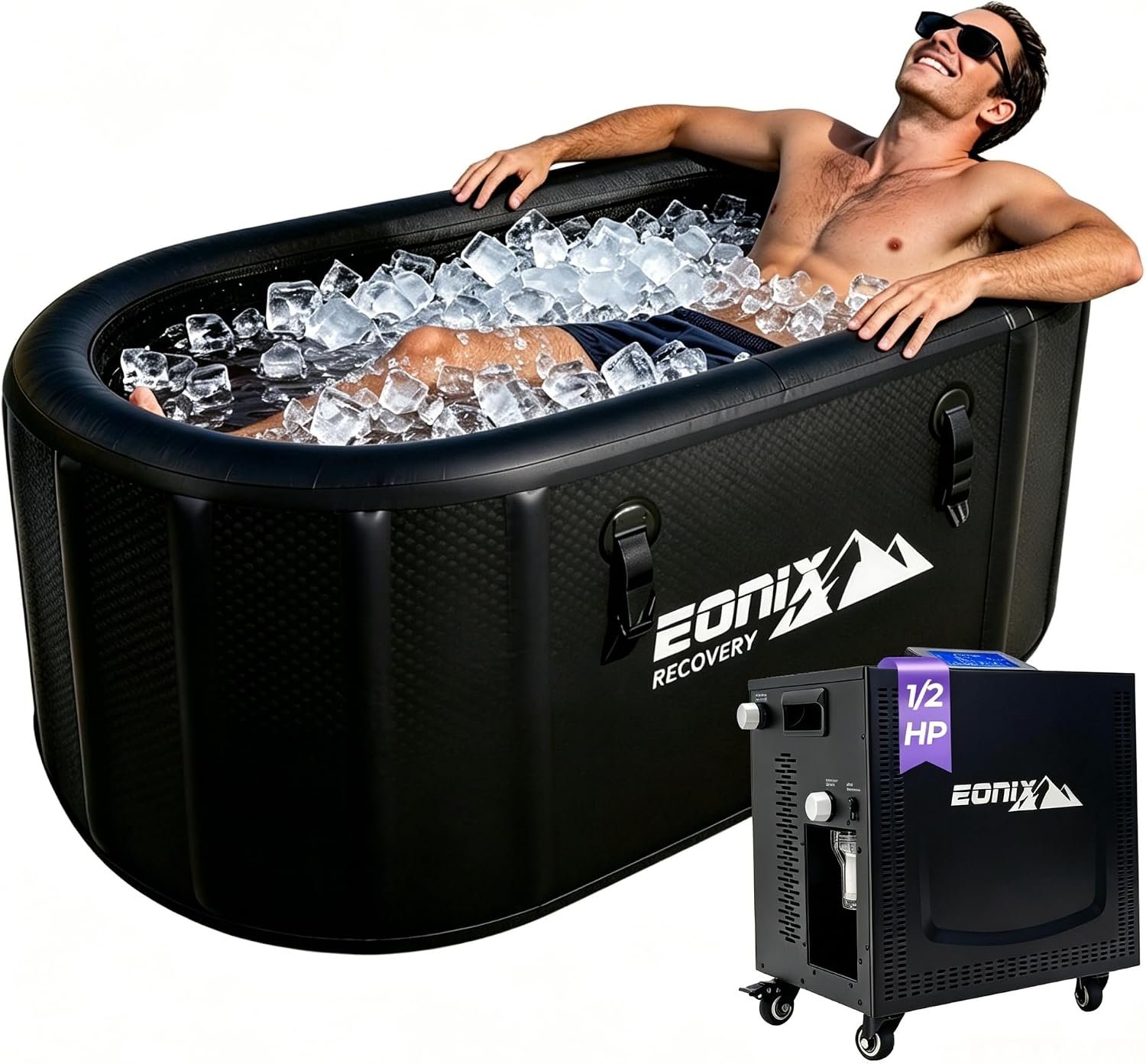 152 Gal Inflatable Cold Plunge Tub & 1/2 HP Chiller for Recovery