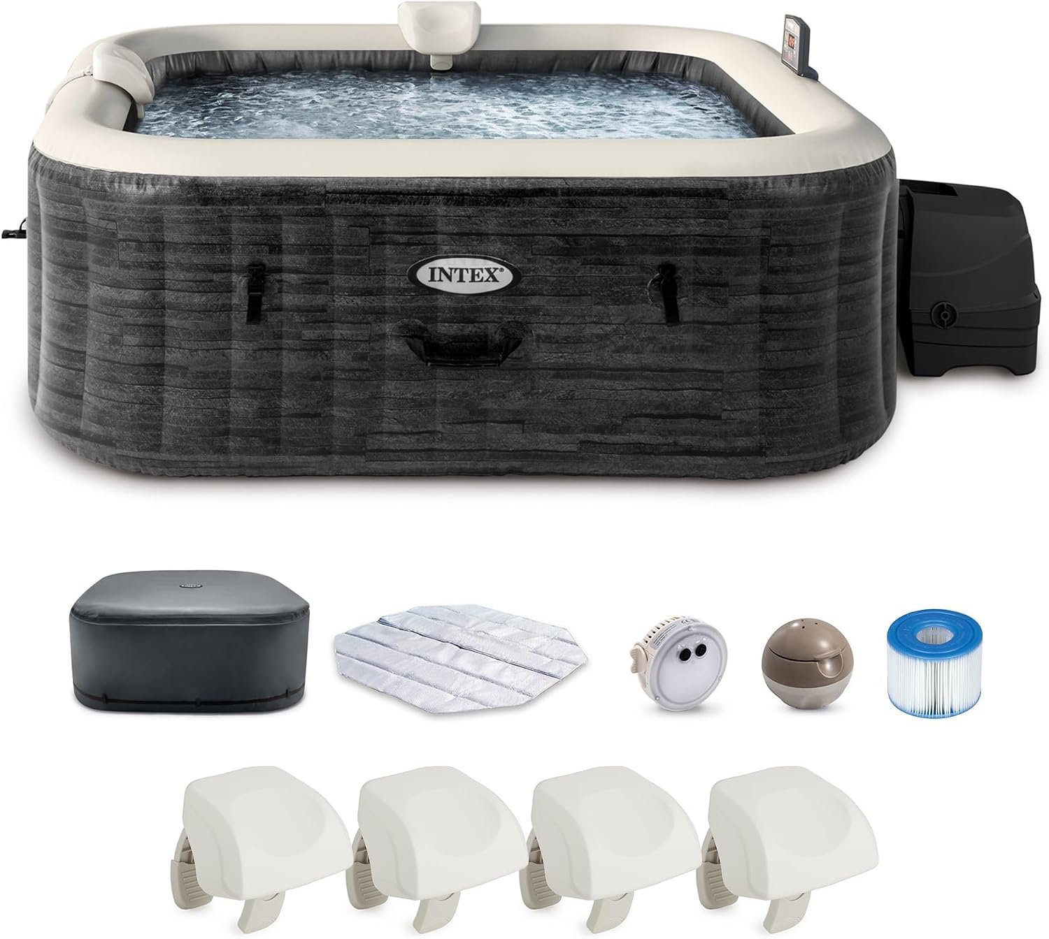 INTEX PureSpa 6 Person Inflatable Hot Tub with Energy-Efficient Spa Cover