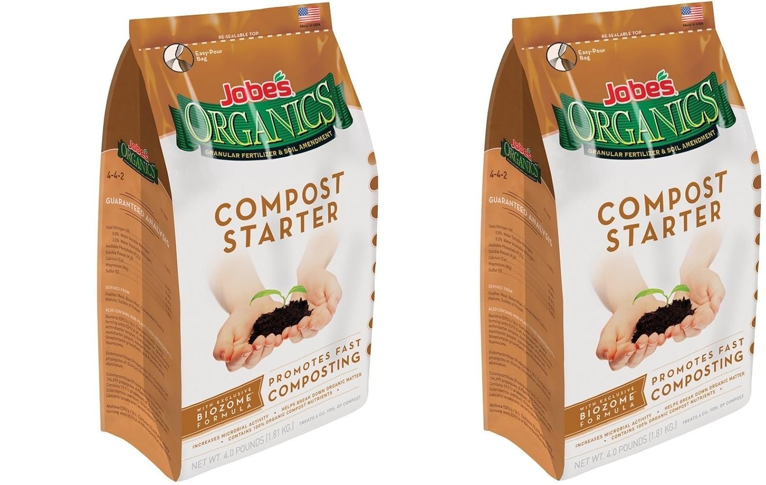 Jobe’s Organics Compost Starter 4-4-2 Organic Gardening Compost Accelerator, tyYmjF 2Pack (4 pound bag)