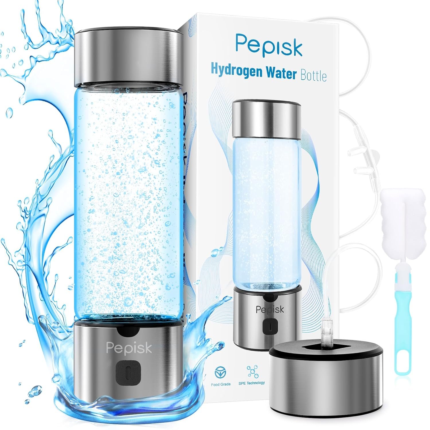 Hydrogen Water Generator Bottles, Hydrogenated Water Bottle with SPE PEM Technology, 460ml(16OZ) Hydrogen Water Bottle Generator for Home, Office, and Travel-Certified H2 Generator-Gift Box
