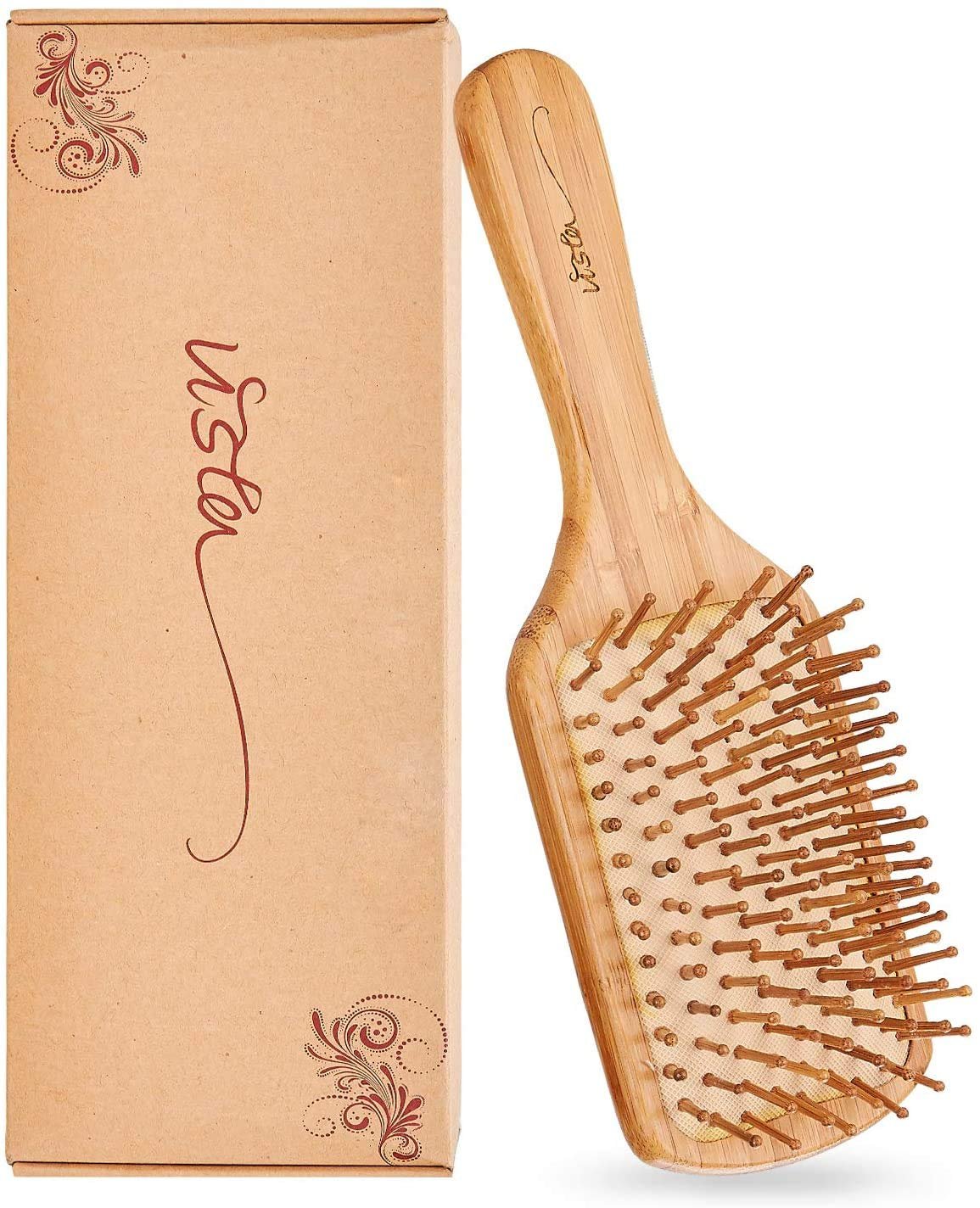Bamboo Hair Brush and Combs for Long, Thick, Curly, Wavy, Dry or Damaged Hair – Reducing Breakage, Frizz and Tangles | Natrual Bamboo Hairbrush for Reducing Hair Breakage, Frizz and Tangles for Man, Women, or Kids